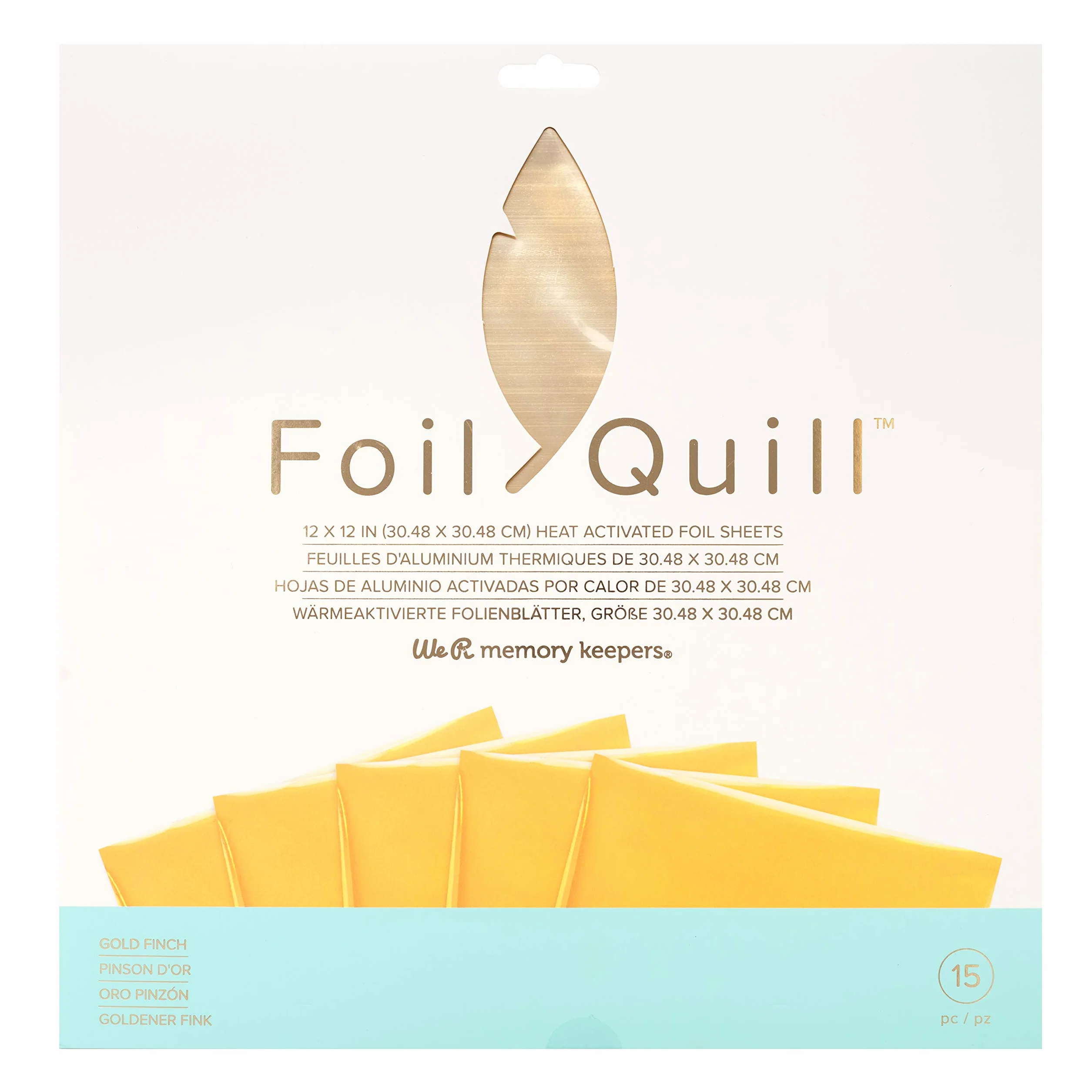 We R Makers Foil Quill Toner Reactive Foil Gold Finch (Oro) - 15 Fogli di Trasferimento Carta Stagnola di 30,5 x 30,5 cm - per Plotter da Taglio, Scrapbooking, Creazione di Biglietti & Fai da Te