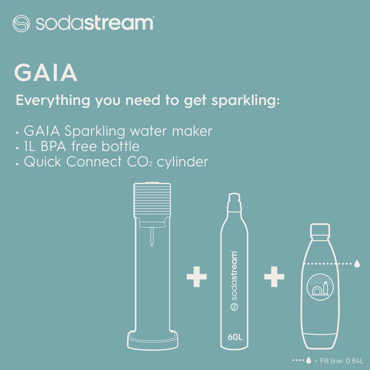 SodaStream Gasatore d'Acqua Gaia Nero Include Cilindro CO2 425gr