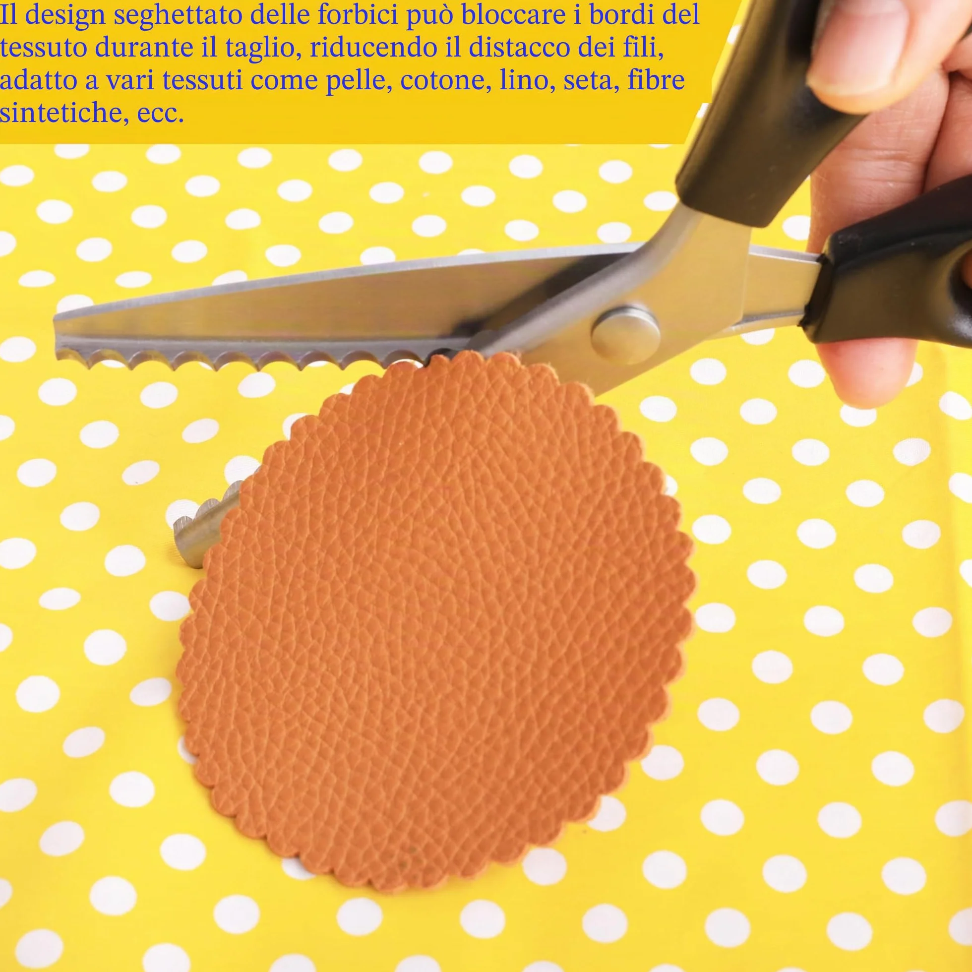 Hui Tong Forte e affilato Forbici zig zag per stoffa, Seghettate e ondulati Forbici Dentellate, 3/5/7mm per un totale di 6 specifiche(ondulati 7mm)