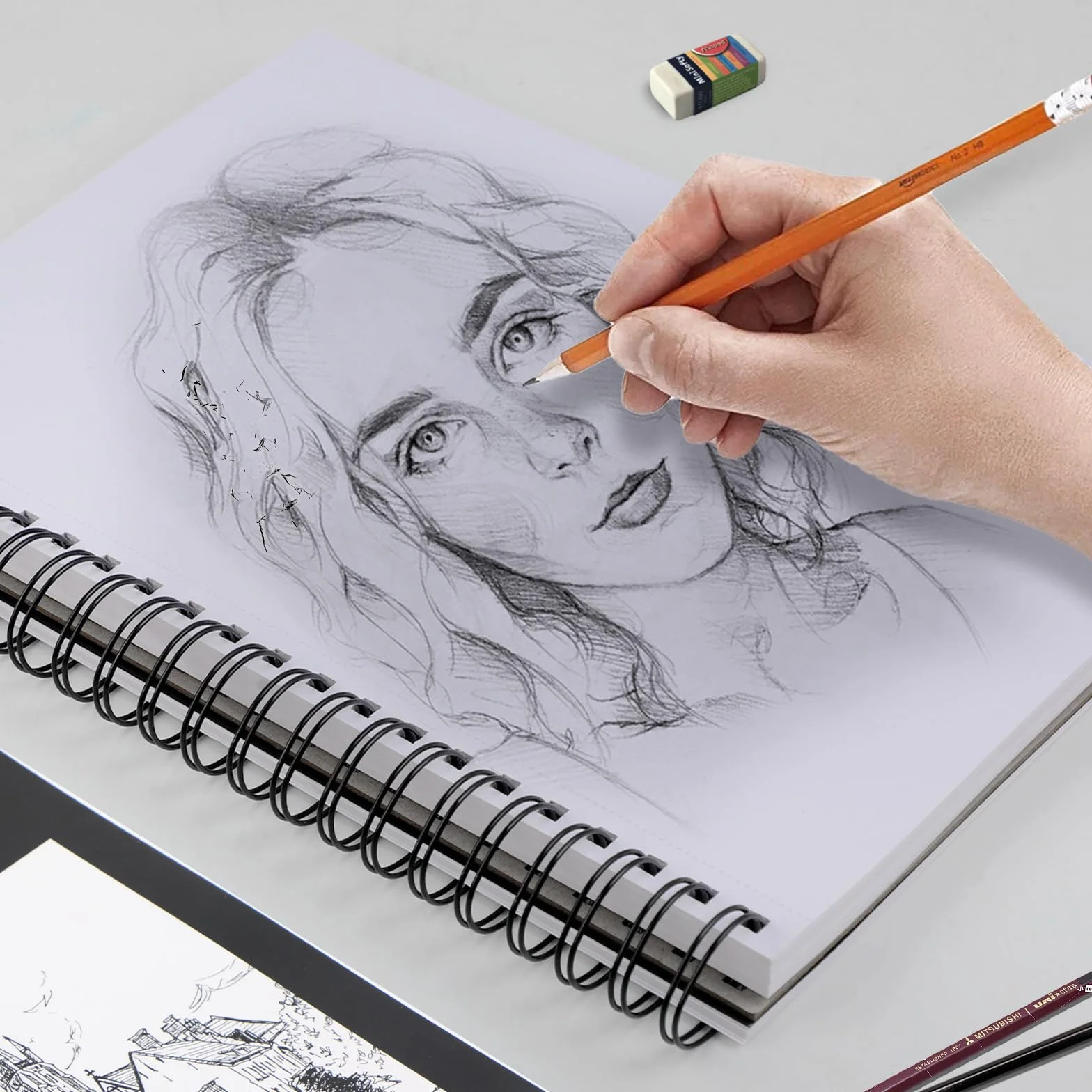 Sketchbook A4 Premium 200 g/m² 50 Fogli Blocco da Disegno a Spirale per Artisti