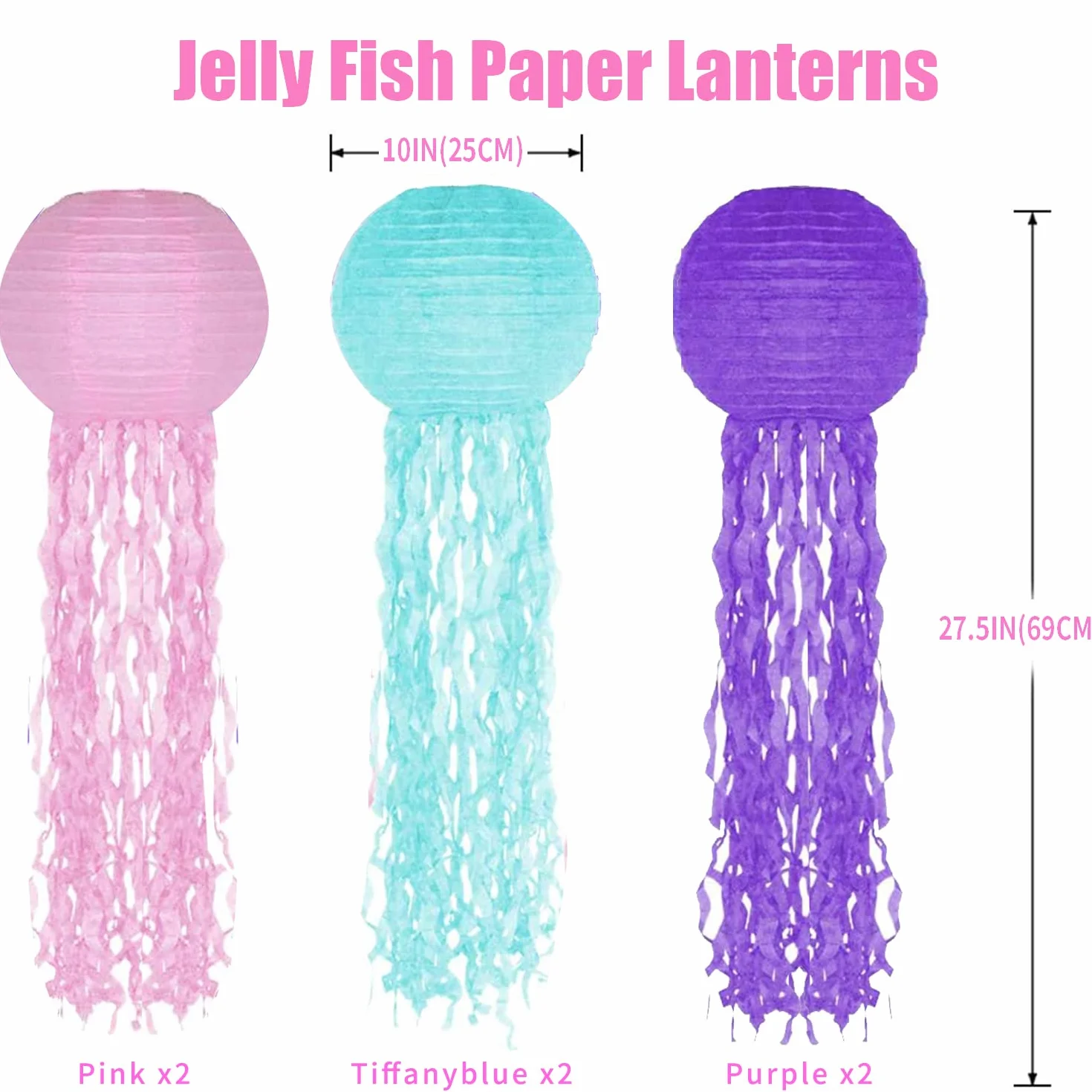 Lanterne di Carta Jellyfish,6 Pezzi Lanterne di Carta Colori da Appendere a Sirena, Decorazioni per Feste di Compleanno Sotto il Mare per Matrimoni Giardino Festa di Compleanno Famiglia Riunioni(Rosa)