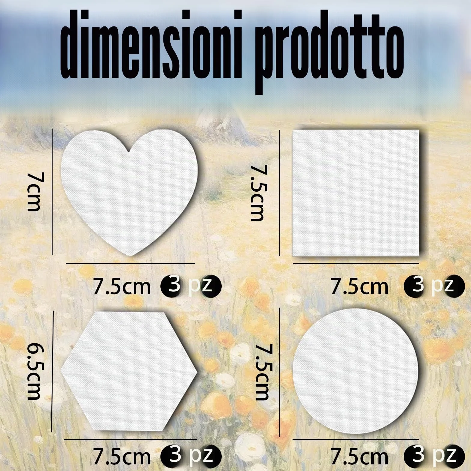 Pannelli magnetici per tela artistica - Set di 12 tavole per acrilico/olio/acquerello - Esagonali, rotondi, quadrati, a forma di cuore