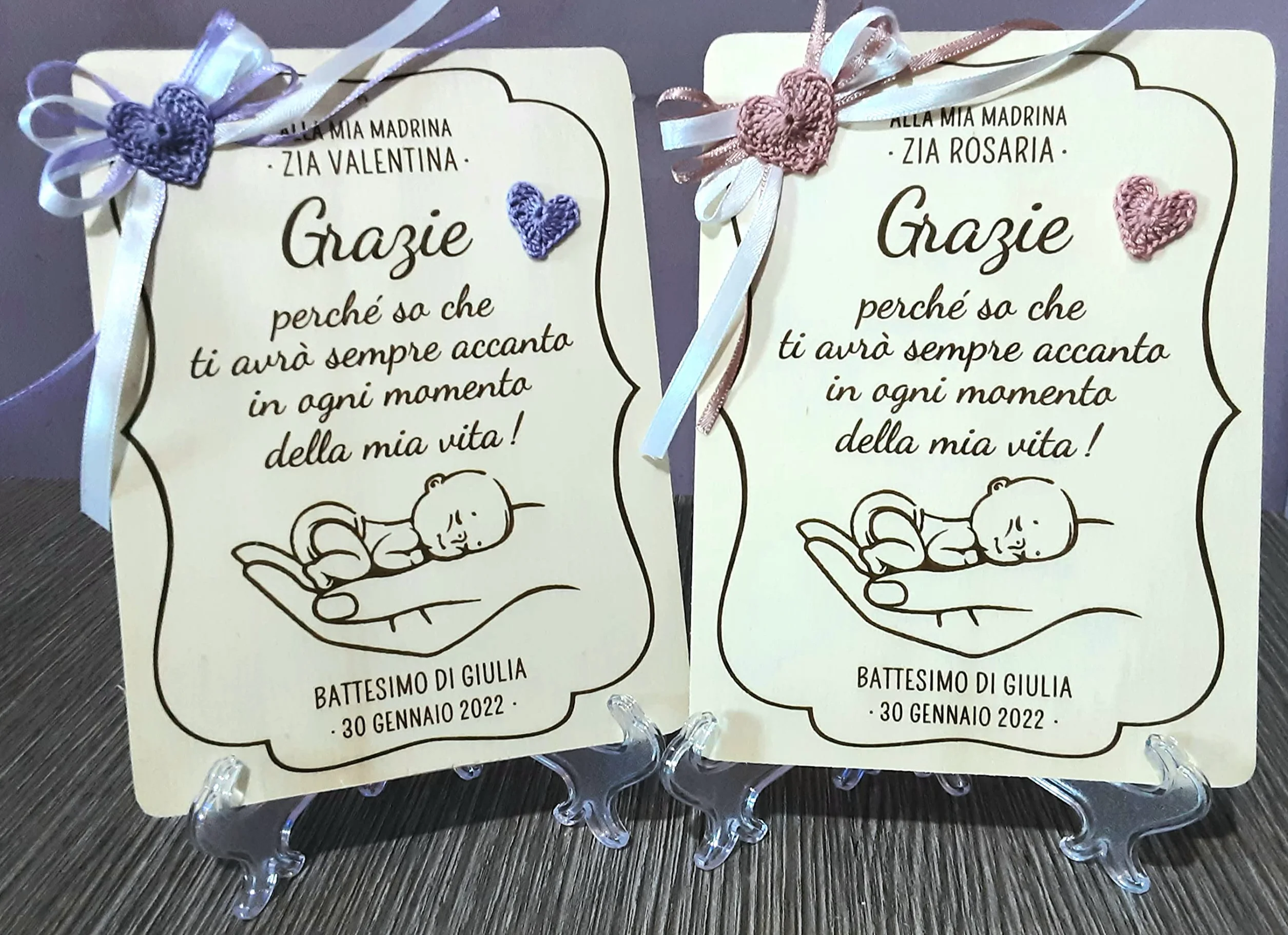 Targa targhetta ricordo per madrina padrino battesimo personalizzata nome e data