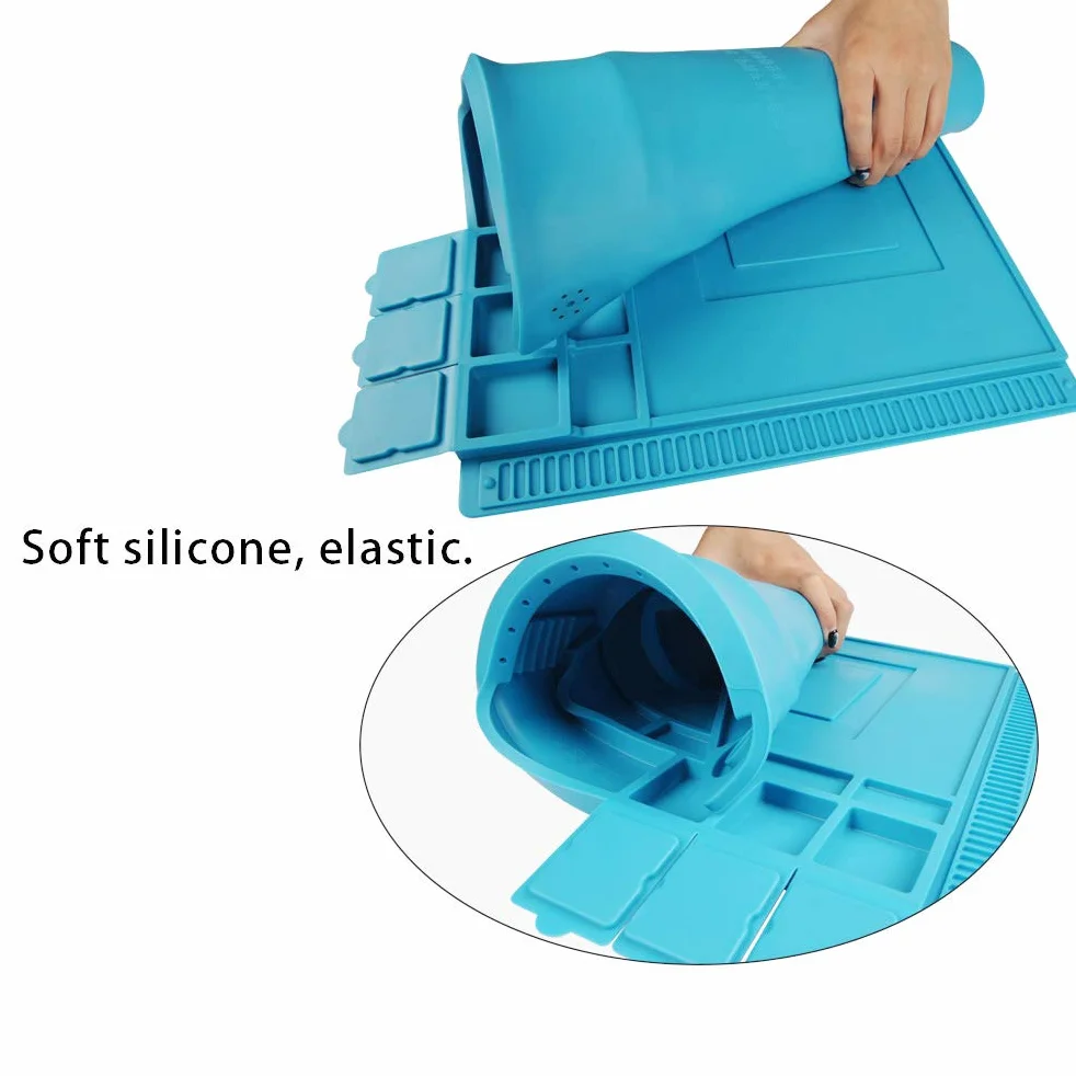 OTYMIOW Tappetino per Saldatura in Silicone 45 x 30 cm Tappetino da Lavoro Magnetico per Griglia di Minuteria Tappetino Antistatico per Progetti Gadget per Riparazione Stuoia di Saldatura Fino a 500°C