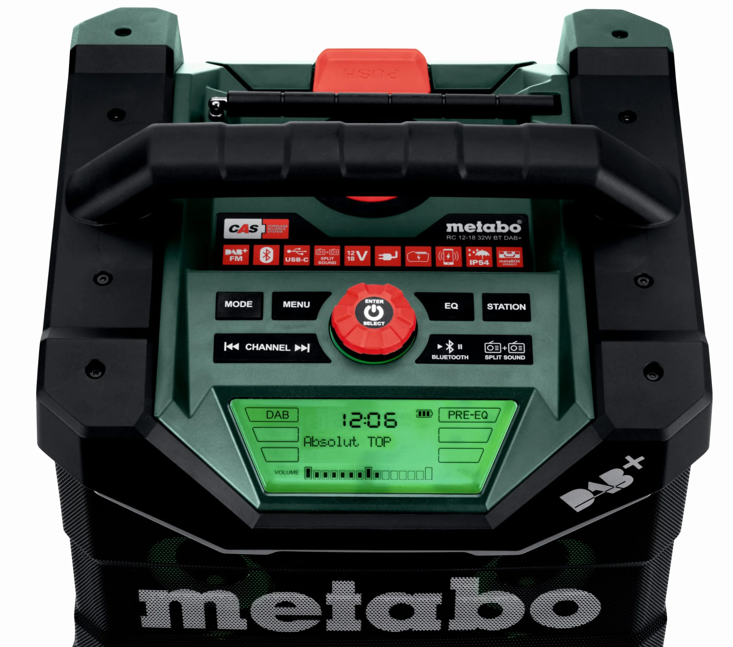 Metabo Radio da cantiere RC 12-18 32 W BT DAB+, 18 V, con Bluetooth e AUX, classe di protezione IP 54, radio 600779850