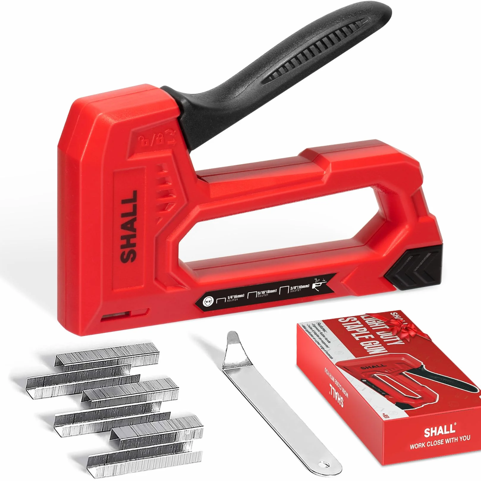 SHALL Graffettatrice Leggera per Legno -per Tappezzeria con 1600 Graffette JT21 da 1/4, 5/16, 3/8" e levapunti - Graffettatrice per Tessuti per Artigianato