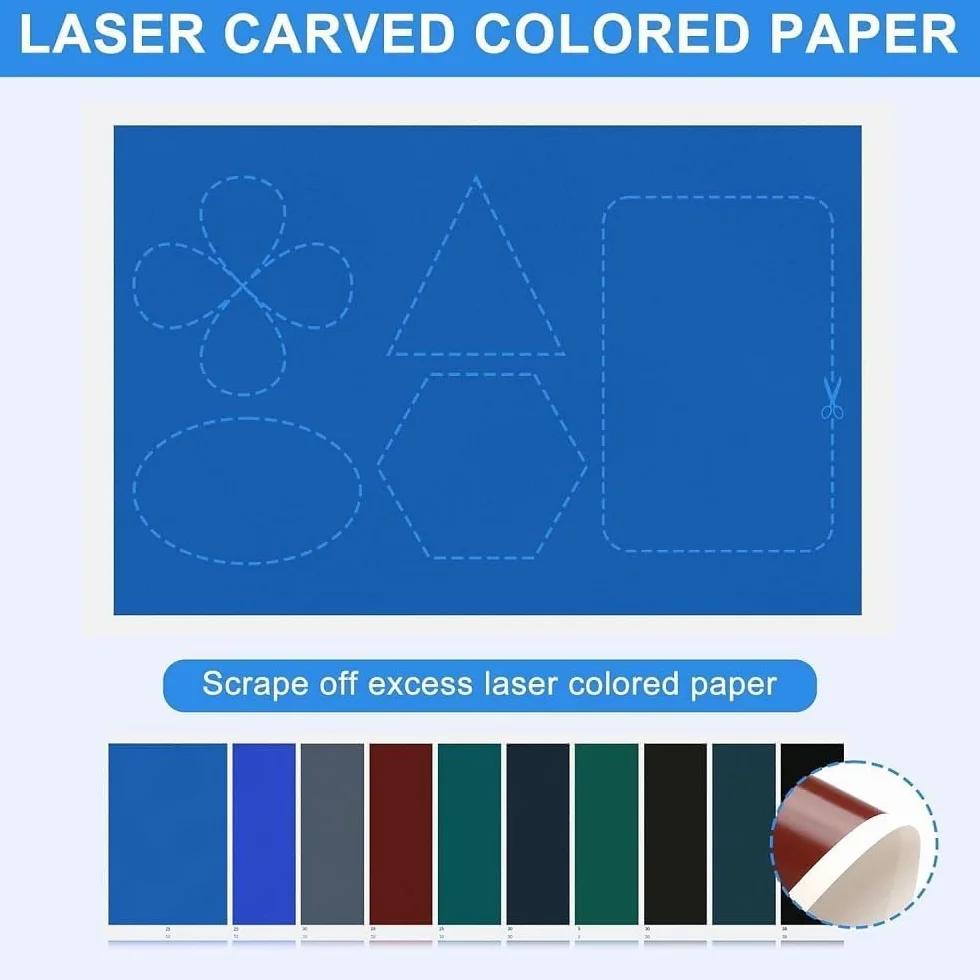 10 fogli di carta multicolore per incisione laser, non metallica, per fai da te, ceramica e pietre, ideale per incisori e progetti artigianali, 27 x 39 cm