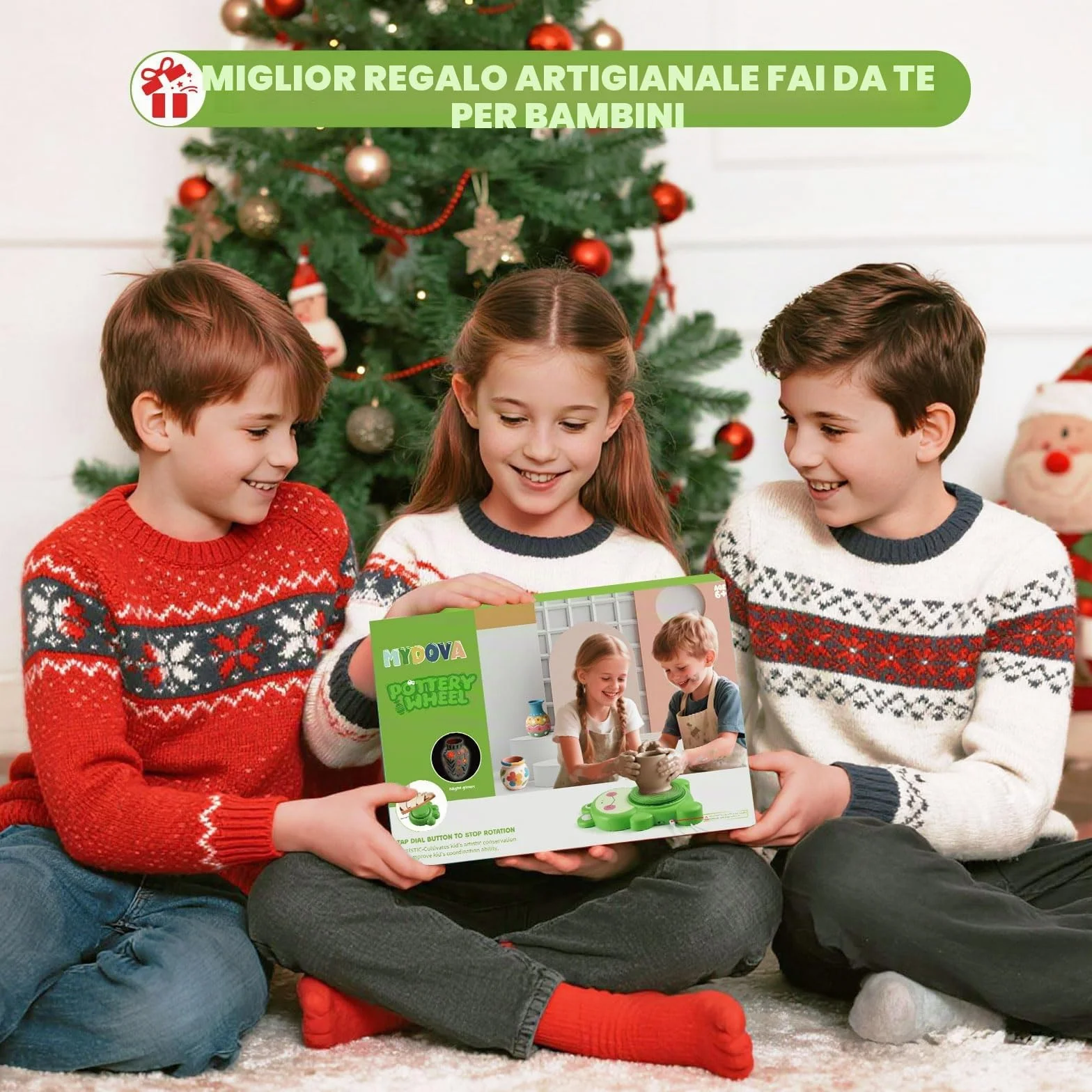 MYDOVA Ruota in ceramica per bambini, kit completo di pittura in ceramica, arte e artigianato per bambini dai 6 ai 12 anni con confezione da 3 argille per asciugare all'aria e strumenti di scultura