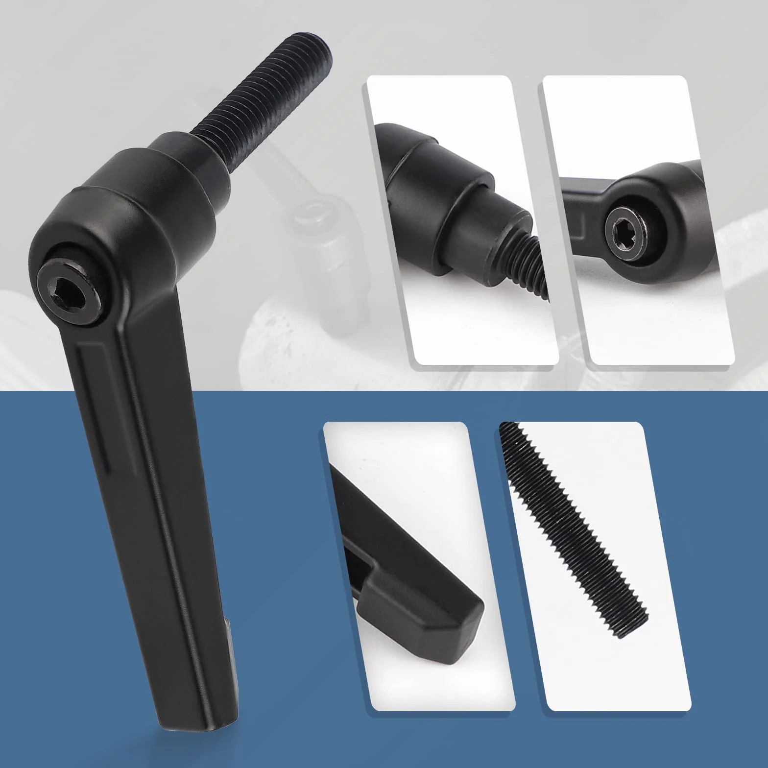efuturetime 4 Pcs Maniglie a Leva di Serraggio M8-20mm Maniglia a Ripresa di Boccaggio Regolabile in Acciaio al Carbonio Nero