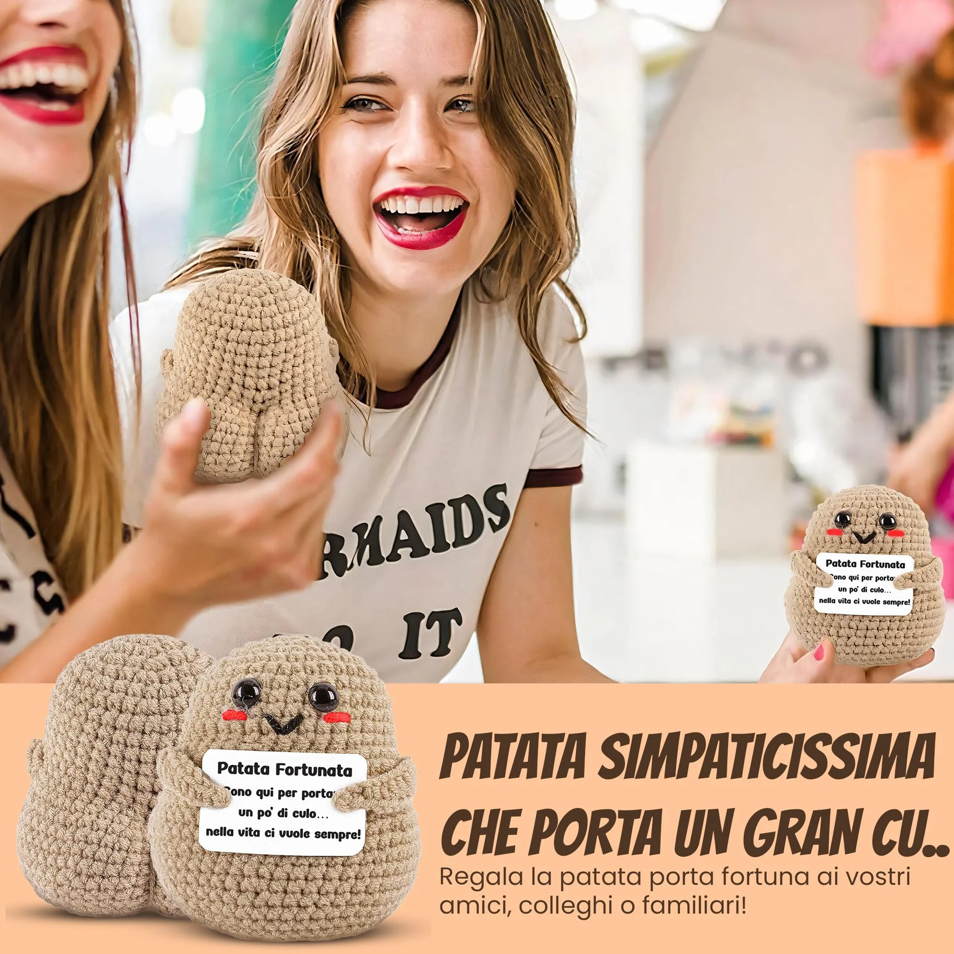 WELCOMAT Patata Portafortuna Positive Potato Mini Peluche Gadget Scrivania