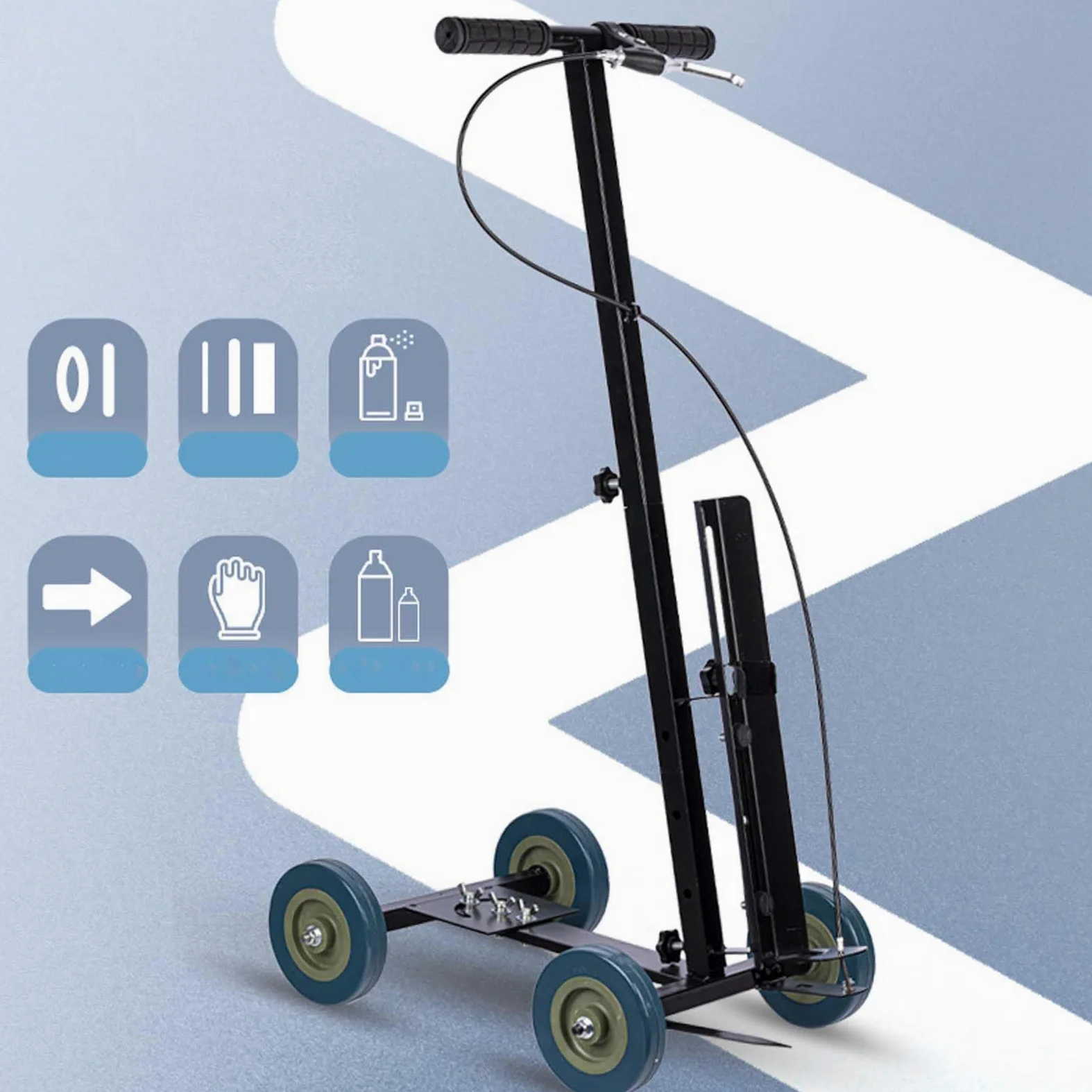 Linea di verniciatura regolabile per marcatura, spinta manuale per parcheggio stradale, stadio, magazzino, pavimento, facile da usare con 4 ruote