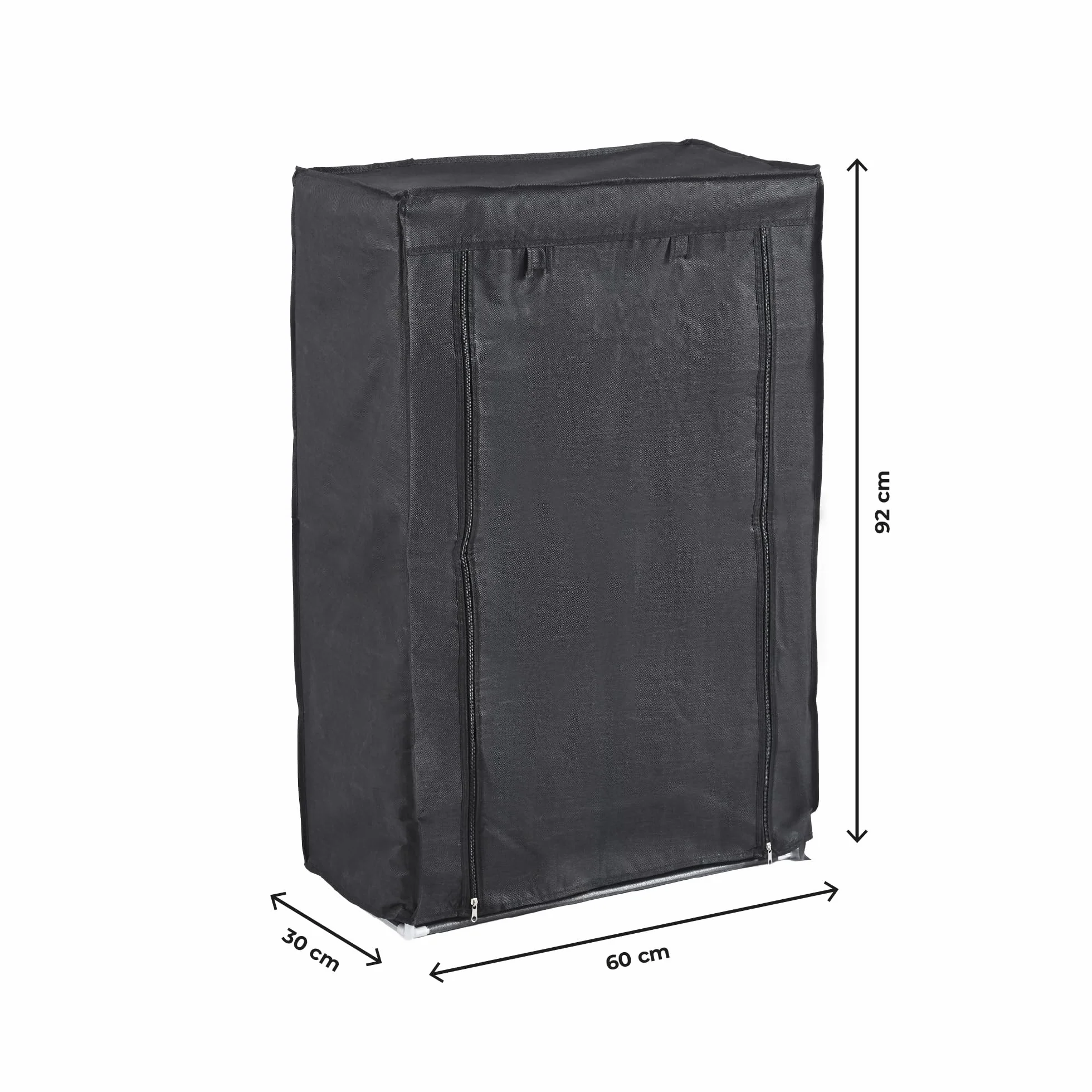 IlGruppone Scarpiera Salvaspazio in Tessuto 5 Piani, Mobile Portascarpe Verticale con Struttura in Metallo, Copertura Antipolvere con Zip, Nero