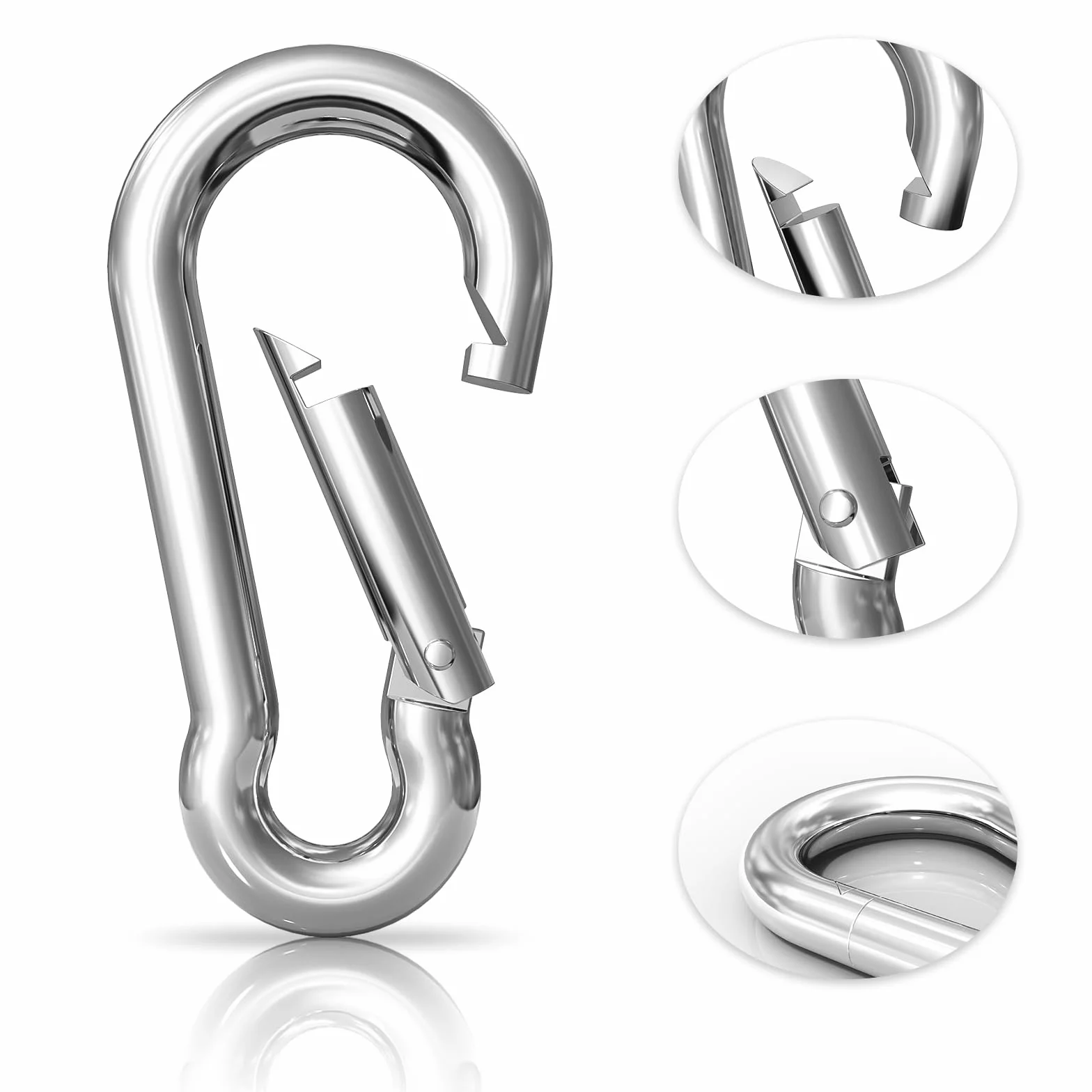 LISOPO Set moschettoni acciaio inox 304