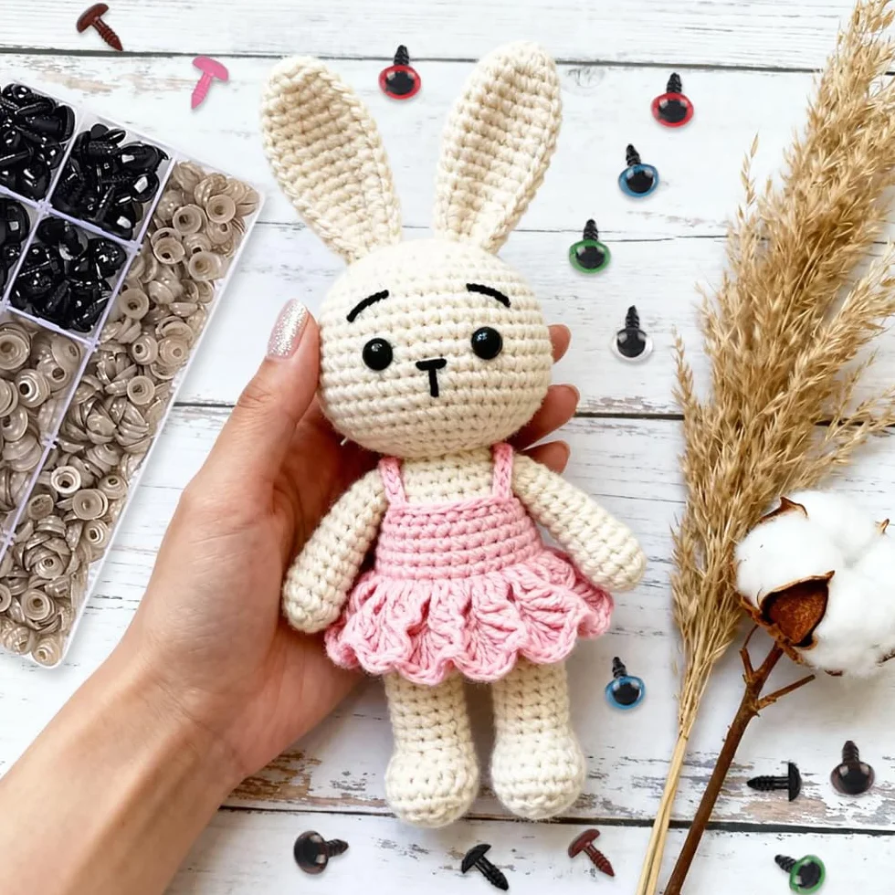 915 Pezzi Occhi di Sicurezza per Amigurumi 6-14 MM,Occhi e Naso per Uncinetto,Occhio Plastica per Pupazzi con Rondelle,Safety Eyes,Occhio Bambola per Lavoretti Colorati per Peluche Fai Da Te