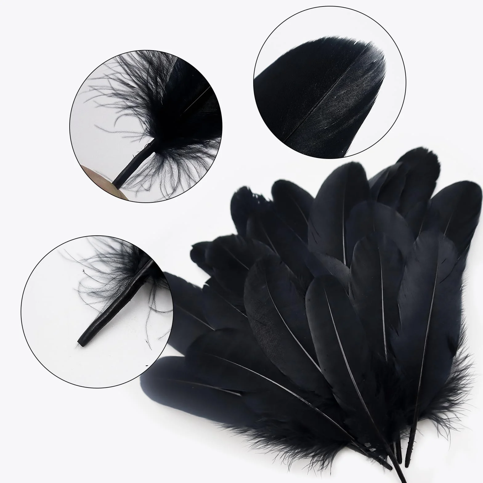 Piume Bianche e Nero Naturali 10-17 cm Piuma D'Oca per Acchiappasogni Fai da Te 200 Pezzi