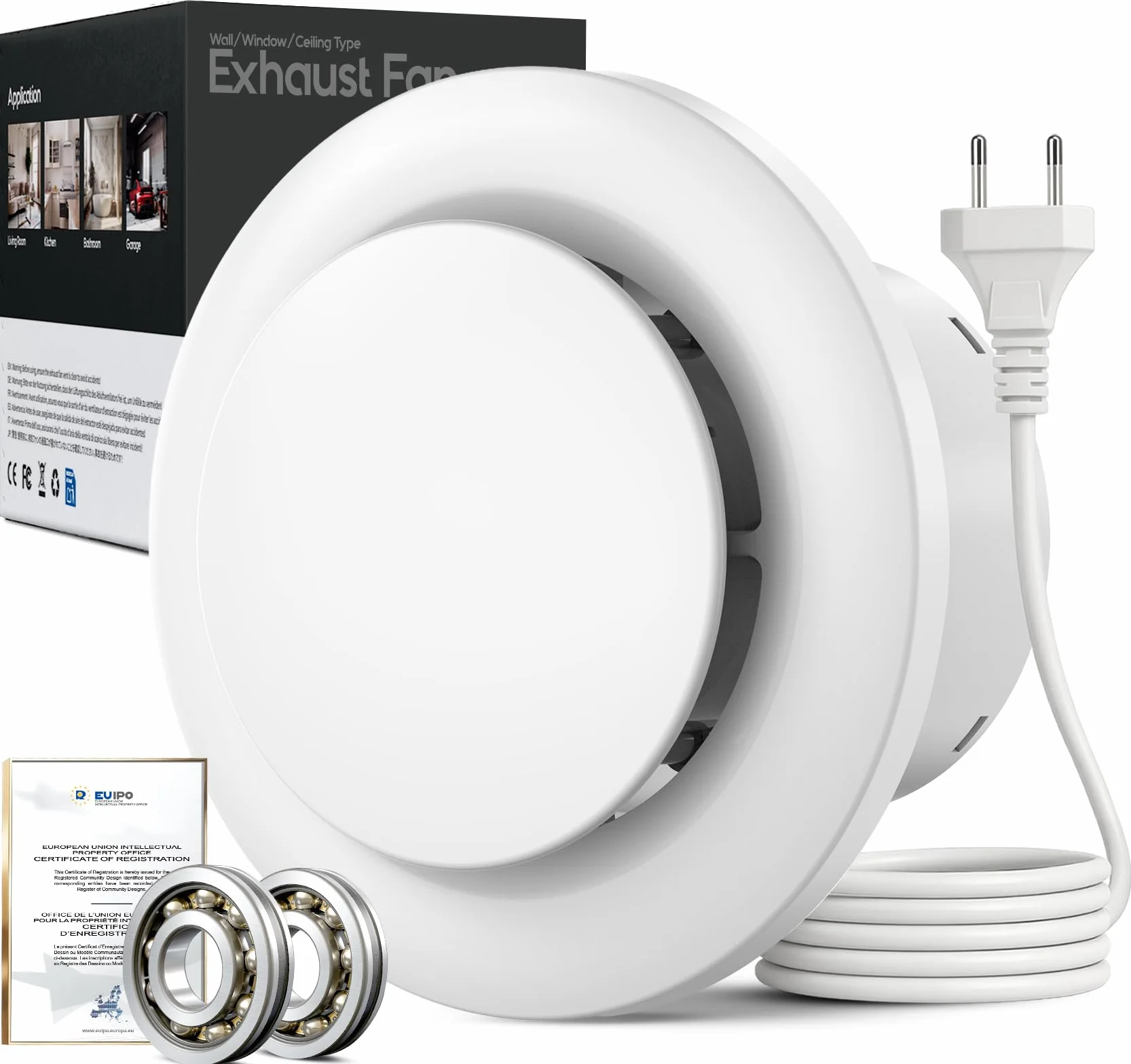 Ventilatore da bagno 100 mm,Silenzioso Aspiratore Estrattore aria 130m³/h,Per Bagno,Wc,Cucina,Ufficio,Serra,Garage,Ventola aspirazione Vortice Basso Consumo (4 inch)