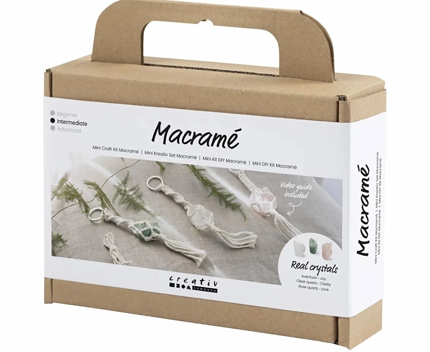 Mini Craft Kit Macramé, dusty rose, matt transparent, light natural, dusty green, 1 pack