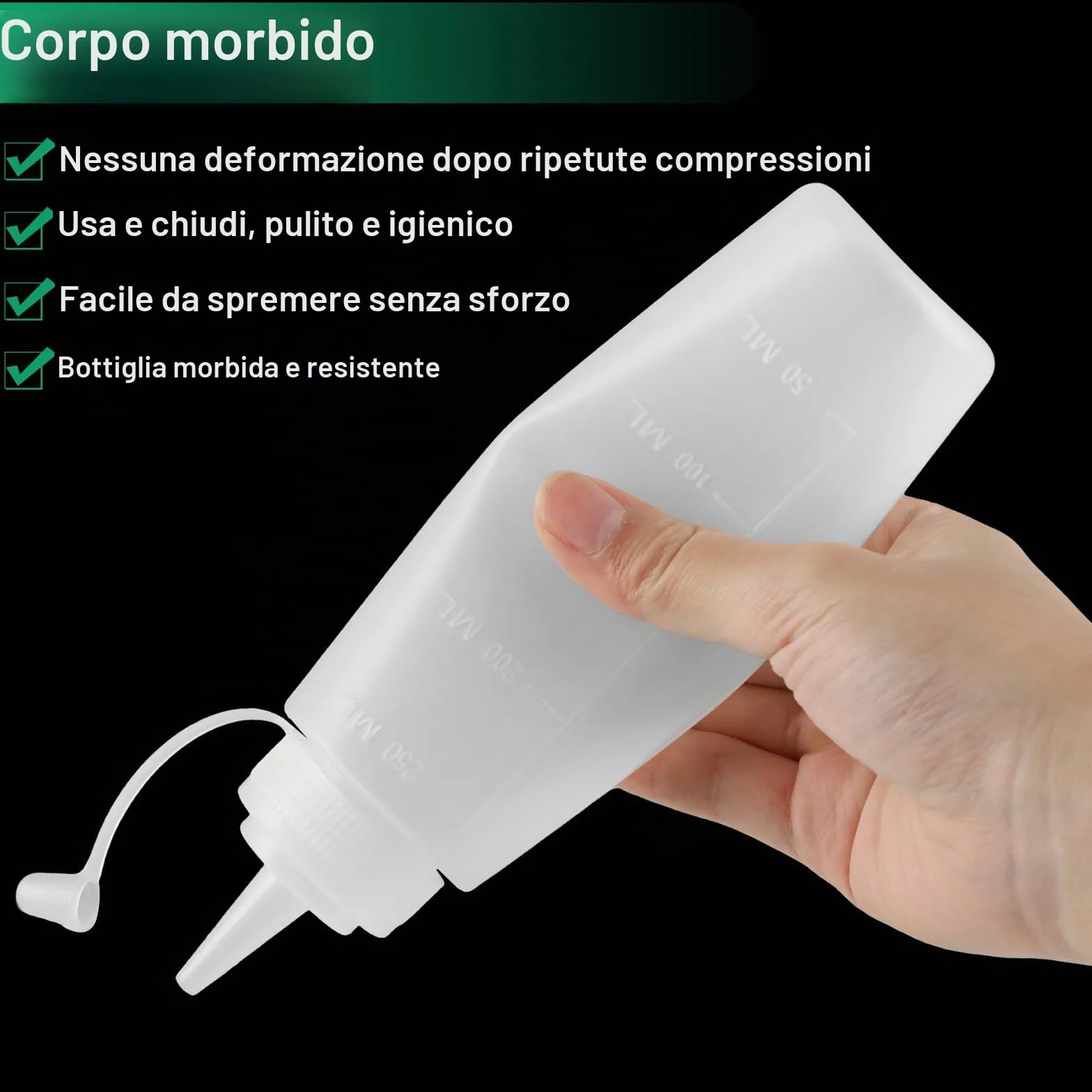 Flacone Dosatore 240ml 6 Pezzi Senza BPA Bianco – Flaconi Spremi Cucina Anti-Perdita per Salse Ketchup Senape Olio