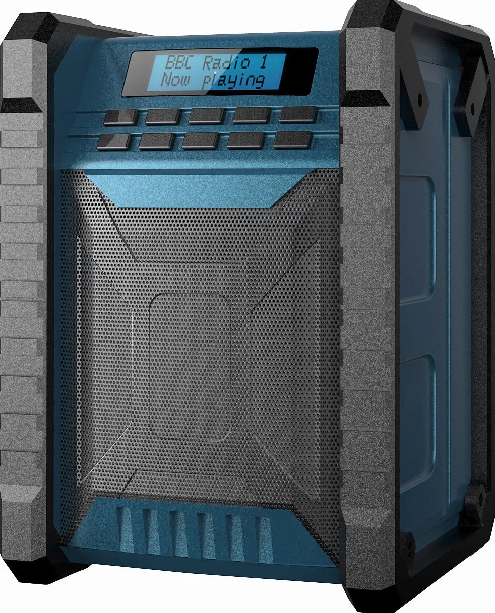 auvisio Radio da Esterno: Radio da Cantiere Dab+/FM, Bluetooth, 80 W di Potenza di Picco (Dab con Batteria, Cantiere, pc)