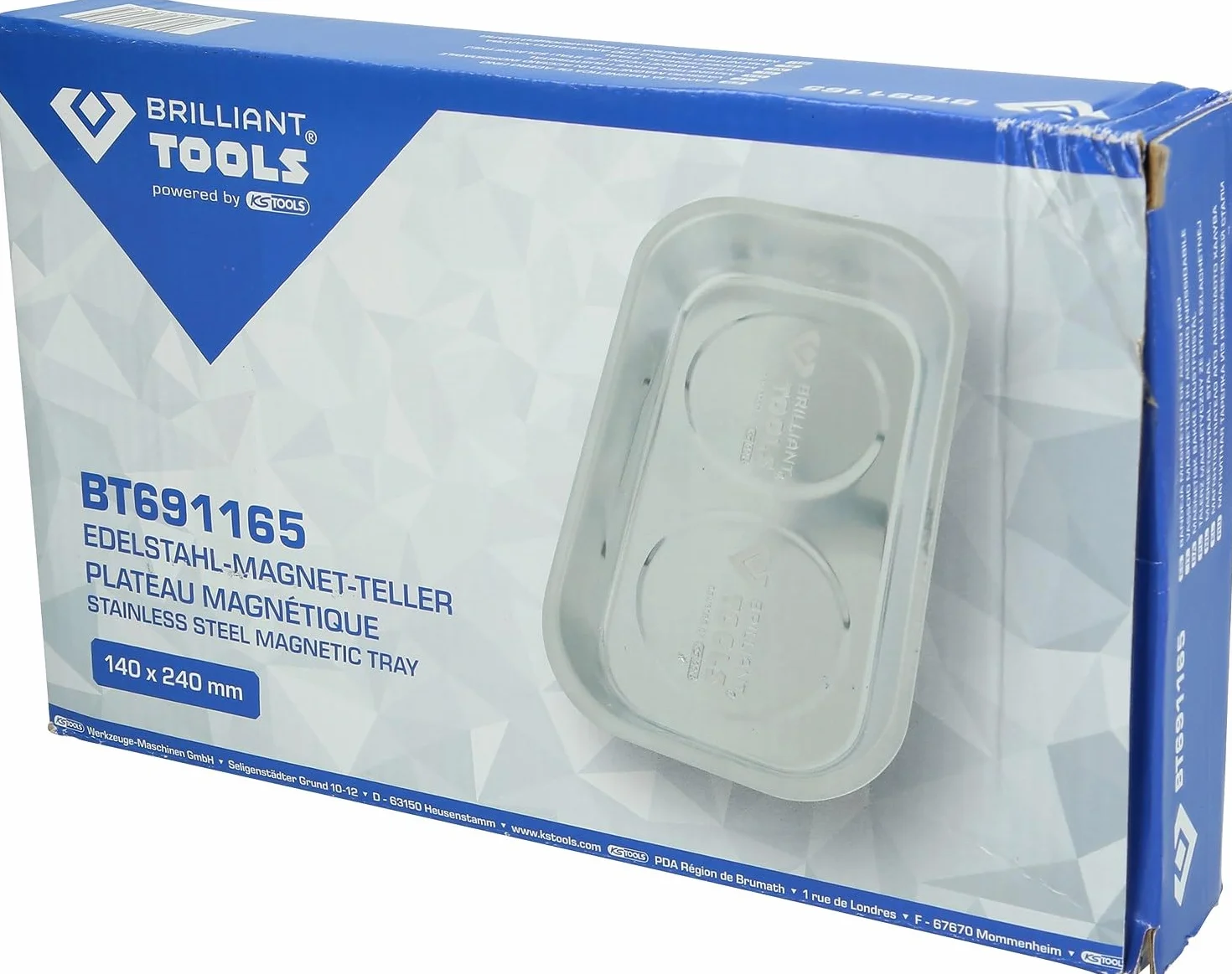 BRILLIANT TOOLS BT691165 Vassoio magnetico / vaschetta in acciaio inox, 140 x 240 mm [Powered by KS TOOLS]