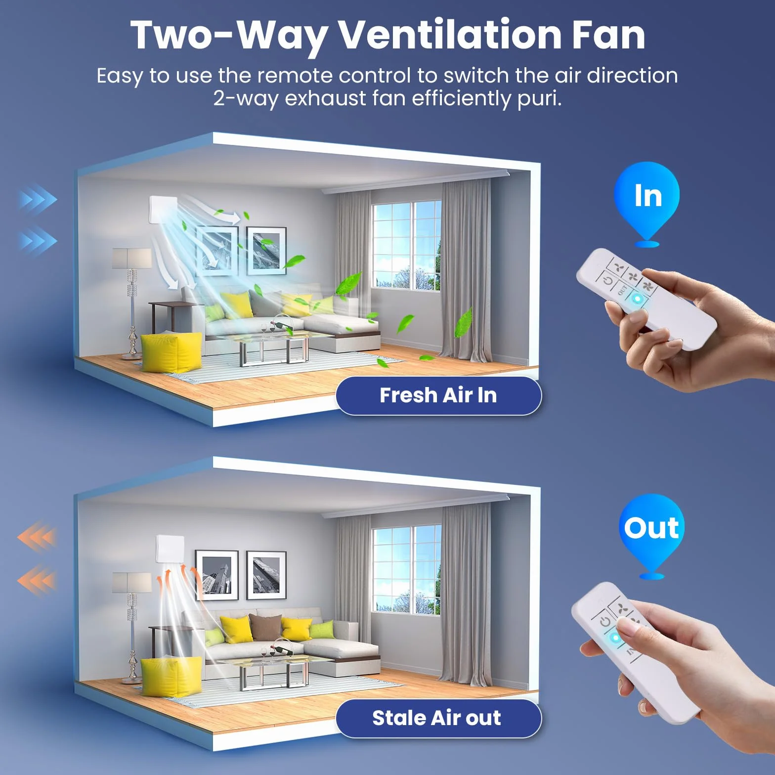 Estrattore d'aria Igroregolabile, estrattore d'aria da bagno ignorabile silenzioso, 100 mm, 2 direzioni e 3 velocità, Vmc Bagno per ventilazione in e WC