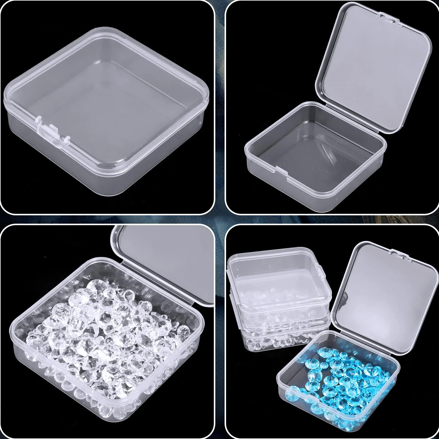 Scatole Plastica Trasparente con Coperchio 24 Pezzi 6.5x6.5x2cm Mini Porta Oggetti
