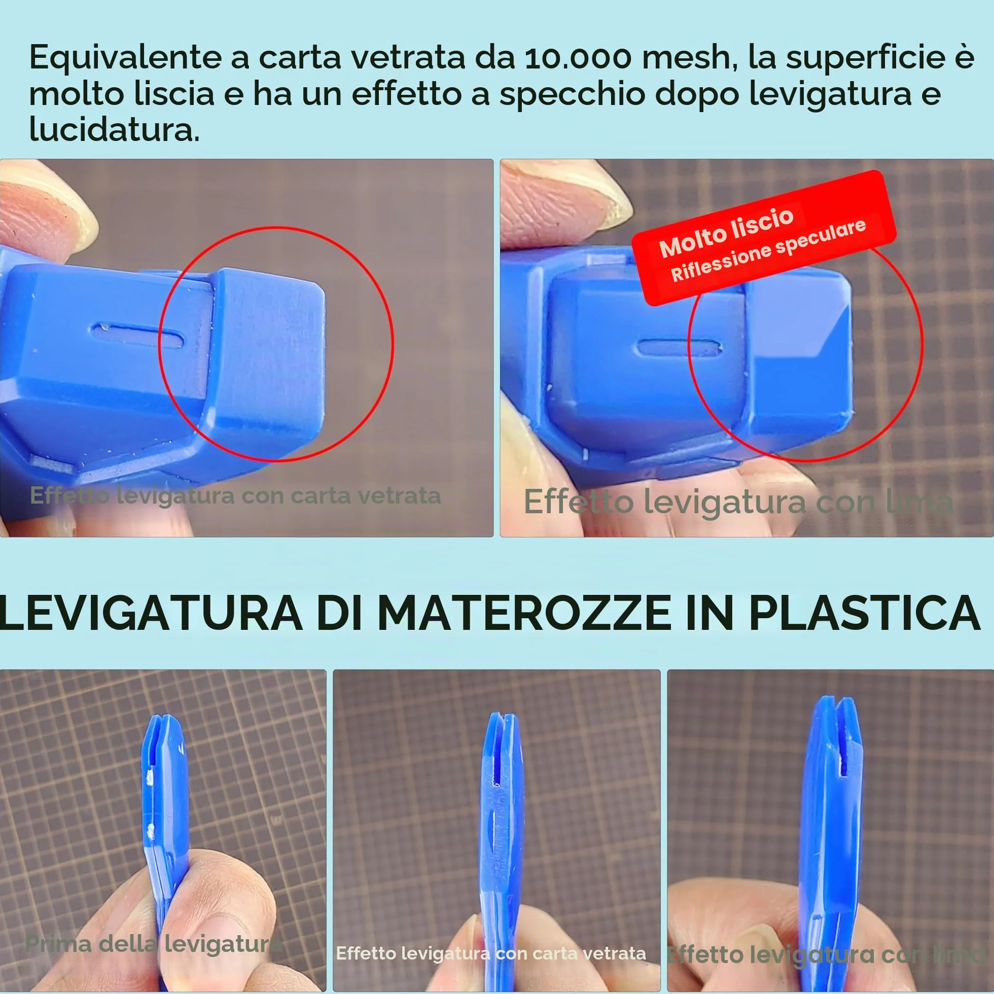 stedi Hobby - Set di 4 utensili per lucidatura e lucidatura, per smerigliatura a specchio in vetro con grana 10000, per modelli Gundam in plastica, legno, parti con base in resina.