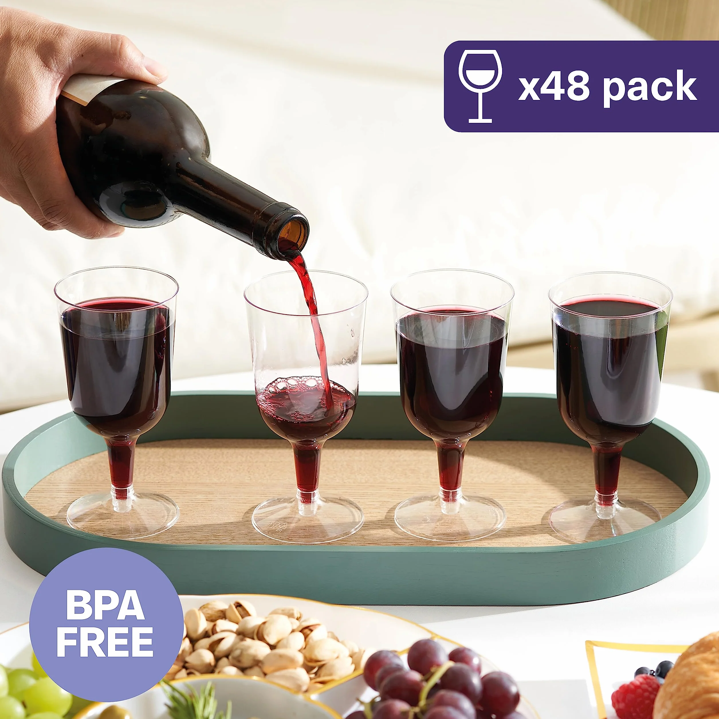 Matana Bicchieri da Vino in Plastica 48 Calici 180ml Riutilizzabili Lavabili