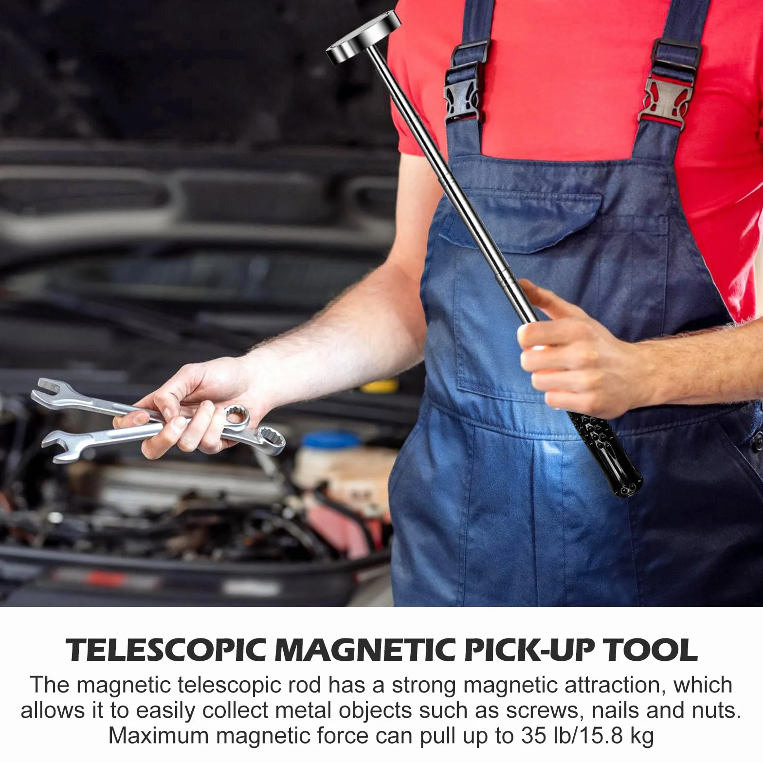 Sollevatore Magnetico Telescopico, Strumento di Raccolta Magnetico Estensibile, Strumento Magnetico per Pickup, Asta Telescopica Magnetica, Magnete Telescopico per Chiavi Monete Viti Parti Metalliche