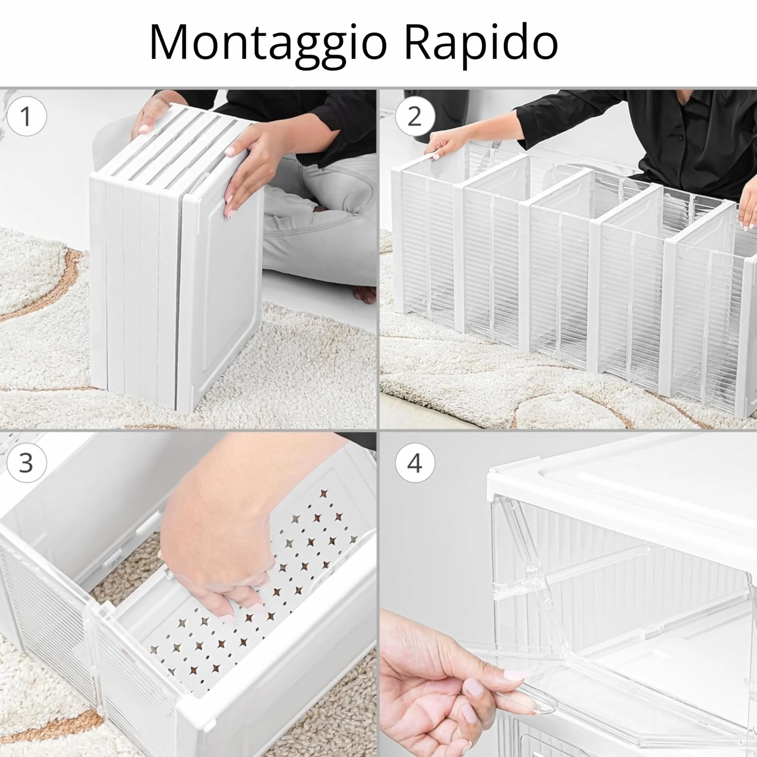 YASTA Scarpiera Armadio Salvaspazio in Plastica Pieghevole 6 Ripiani Porta Scarpe Antipolvere 35,5x25,5x105 cm
