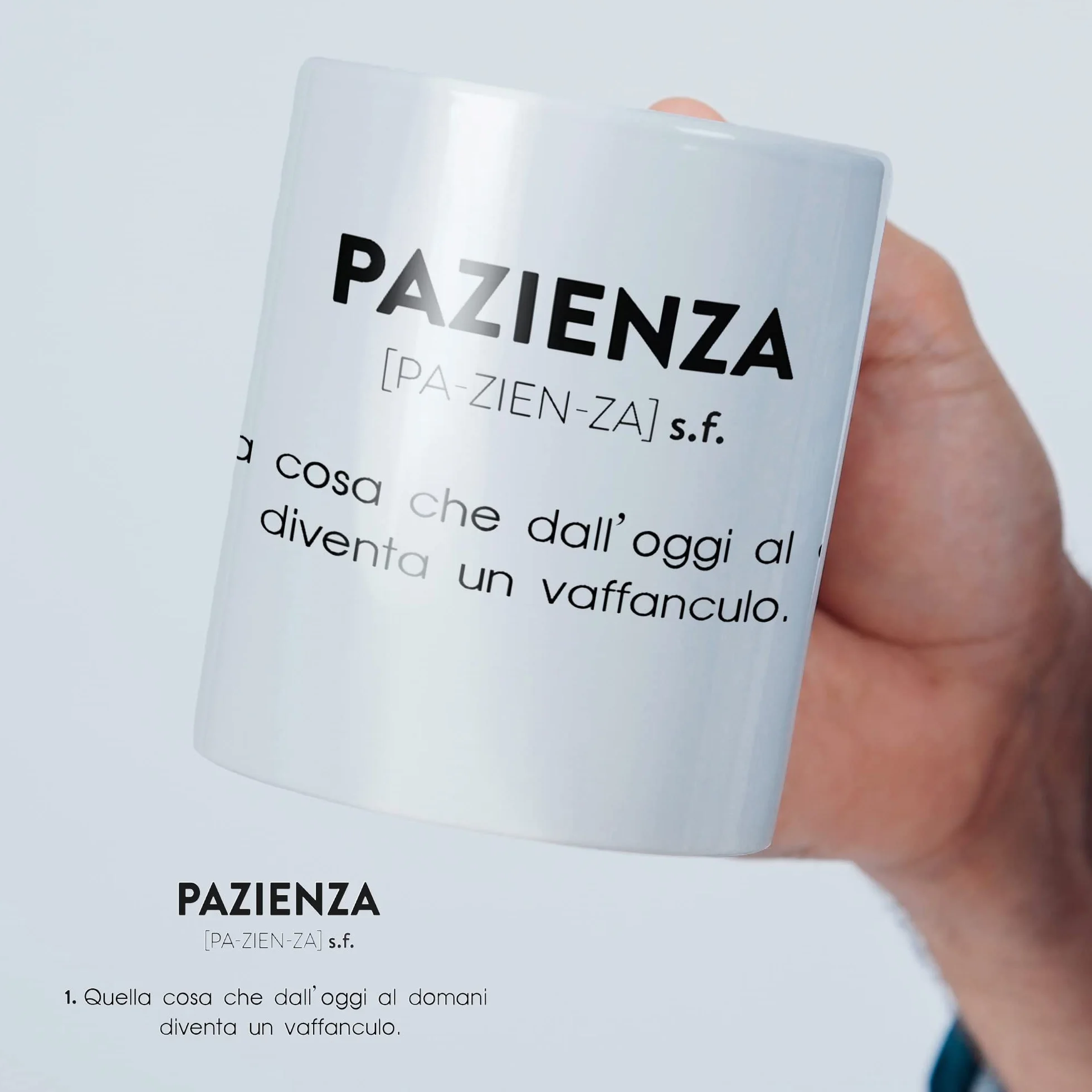 AL PRODUCTION Ceramica Tazza Mug PAZIENZA Regalo Compleanno Humor