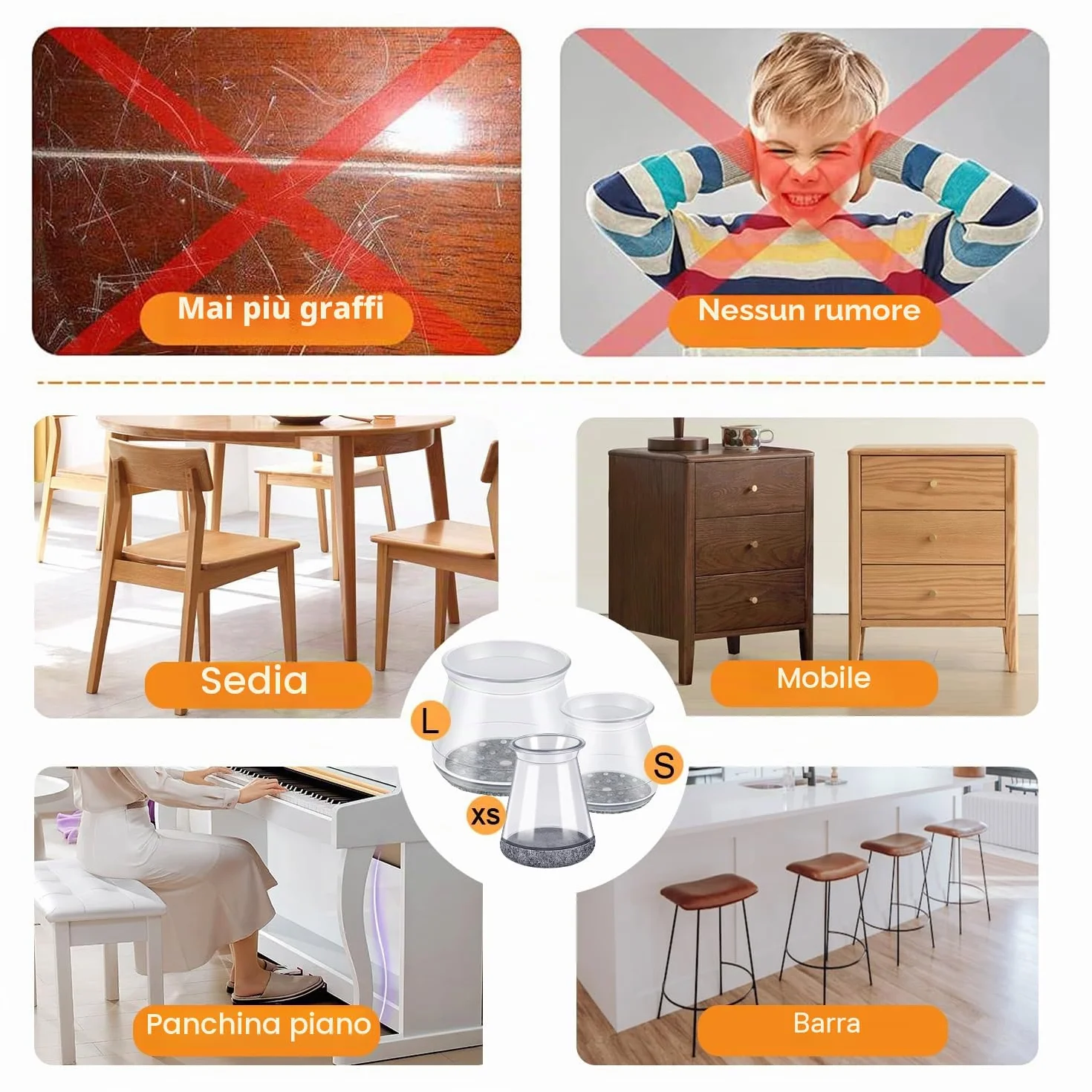 32 Pezzi GICUNK Nuovo Gommini per Sedie Rotondi, Silicone, Tappini per Gambe Sedia, Copri Piedini Sedie in Trasparente per Pavimenti in Legno(Adatto per: 13-22.9 mm)