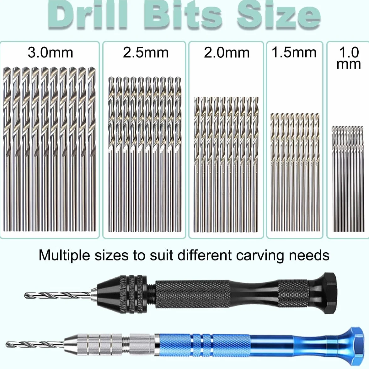 Set di mini trapano a mano da 60 pezzi micro punte a spirale PBC mini trapano morsetto di precisione strumento di rotazione a spirale semiautomatico per resina resina polimerica argilla