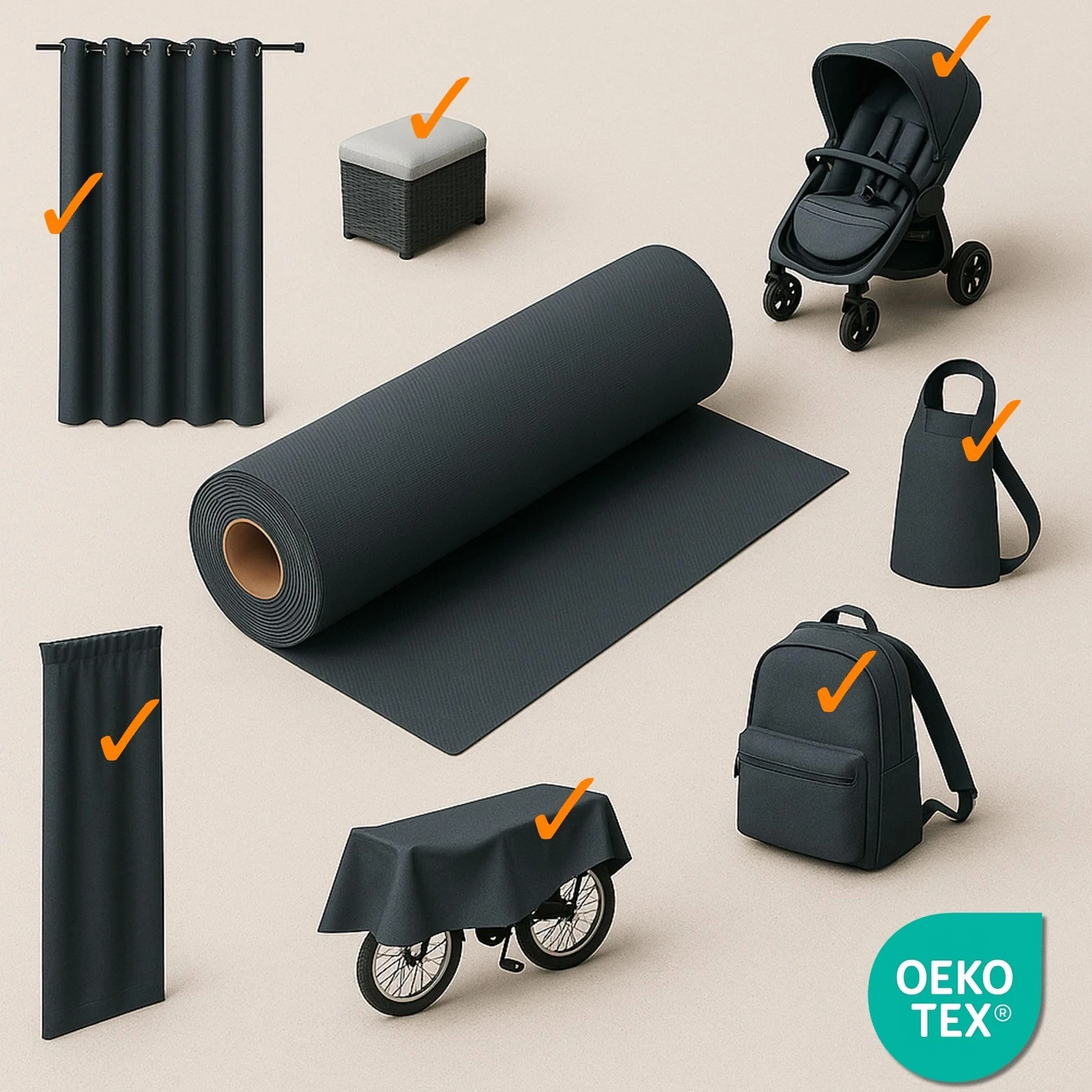 Tessuto impermeabile al metro 5M x 160 cm - Stoffa resistente all'acqua per esterni ideale per tende cuscini coperture mobili da giardino e progetti di cucito Beige certificazione Oeko-Tex
