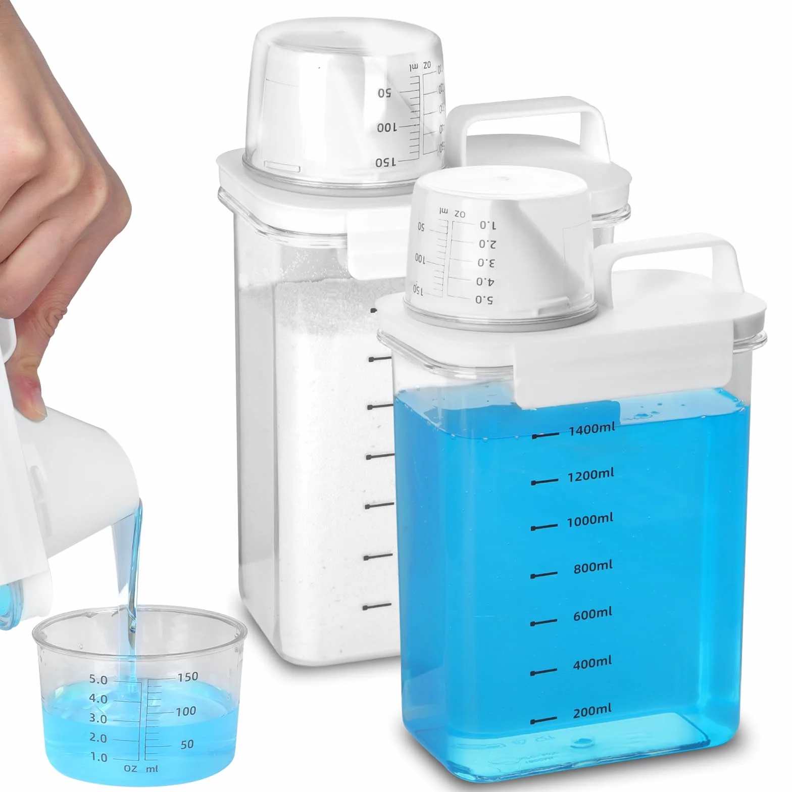 2 Pezzi 1800ML Dispenser Detersivo Lavatrice Ermetico Contenitori Detersivi Lavanderia
