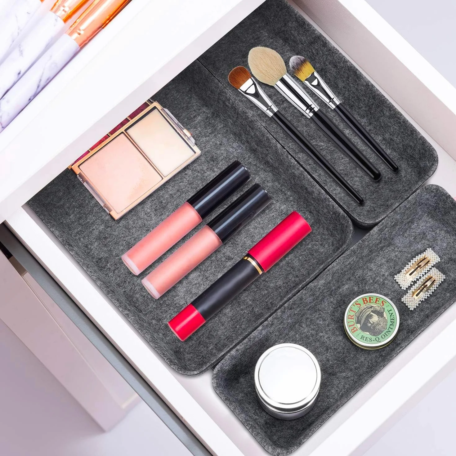 Wintem 8 Contenitori Portaoggetti in Feltro Grigio - Set Organizer Diverse Forme e Misure Ideali per Scrivania, Armadi e Cassetti - Ottimo per Ordinare non Solo l'Abbigliamento ma Anche Utensili
