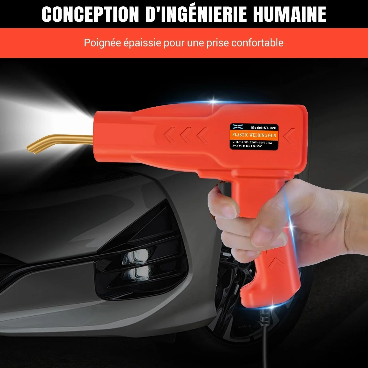 Saldatore Pistola Riparazione Macchina Kit di riparazione paraurti auto con saldatrice per plastica da 150 W, acchina di saldatura con punti metallici caldi da 800 pezzi