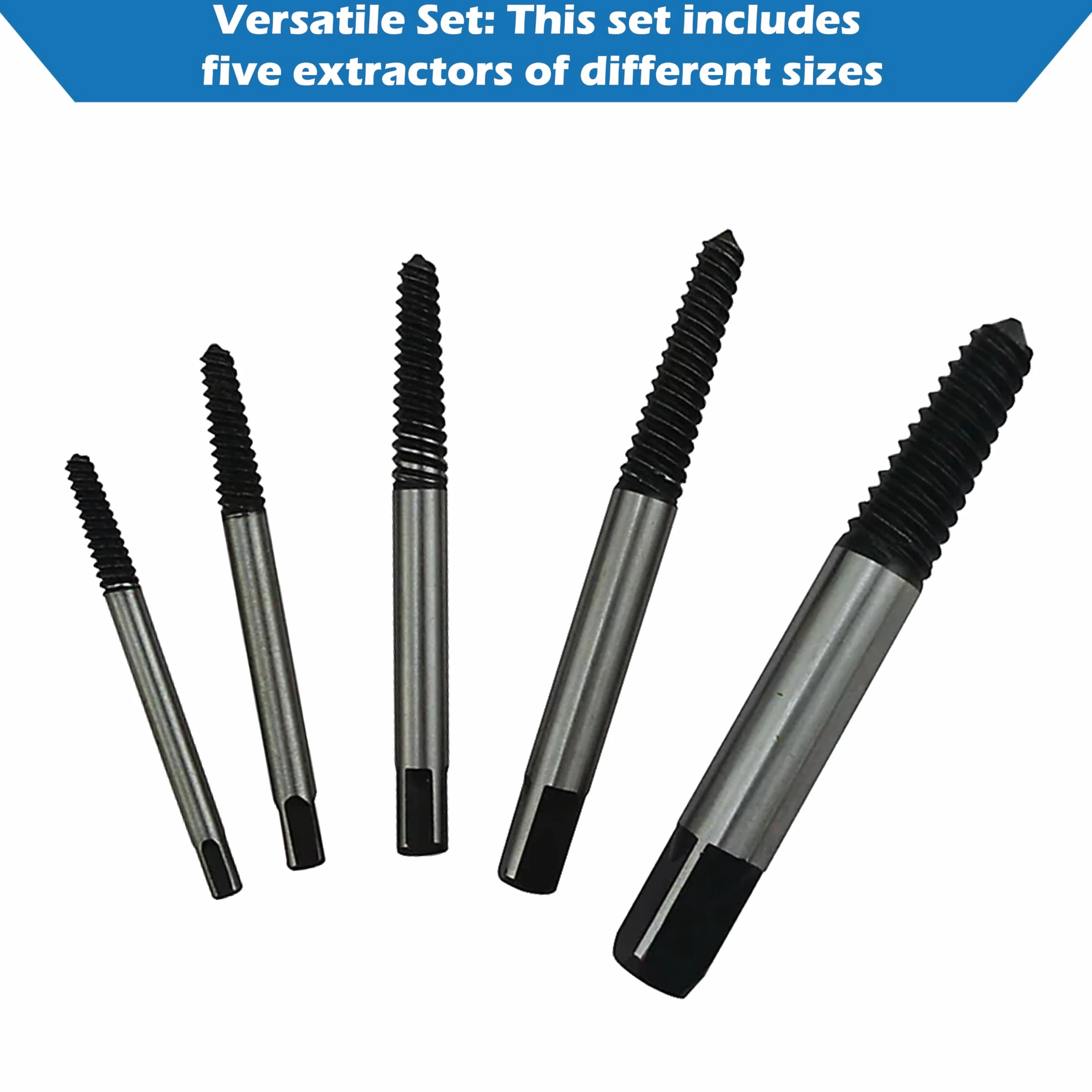 TJR® set di 5 estrattori per viti a spirale, dimensioni #1-#5 per M3-M8 - Facile rimozione di bulloni scanalati multi-spline