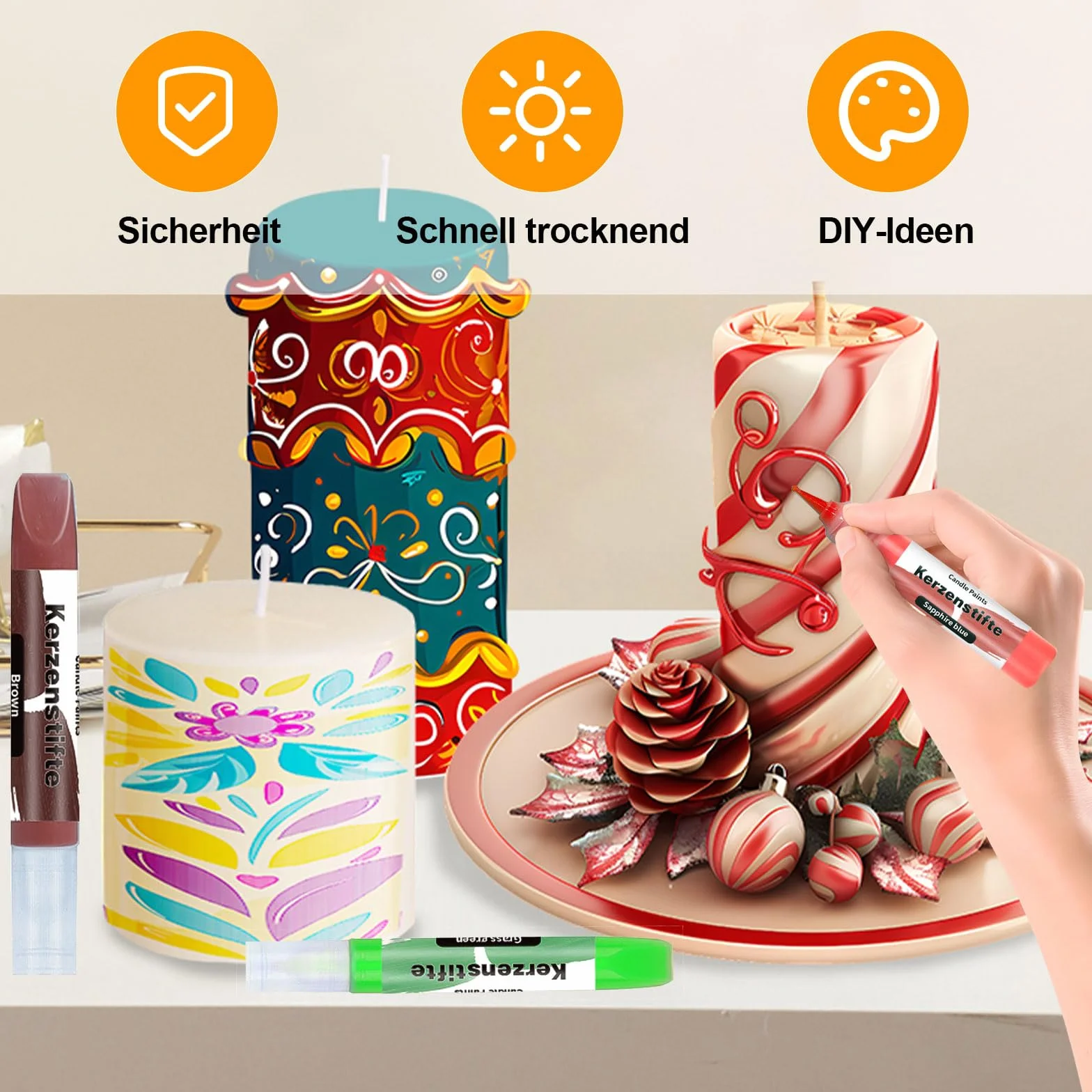 Set 24 Pastelli a Cera per Candele, Kit Coloranti 10 ml, Fai da Te, Colori Luminosi