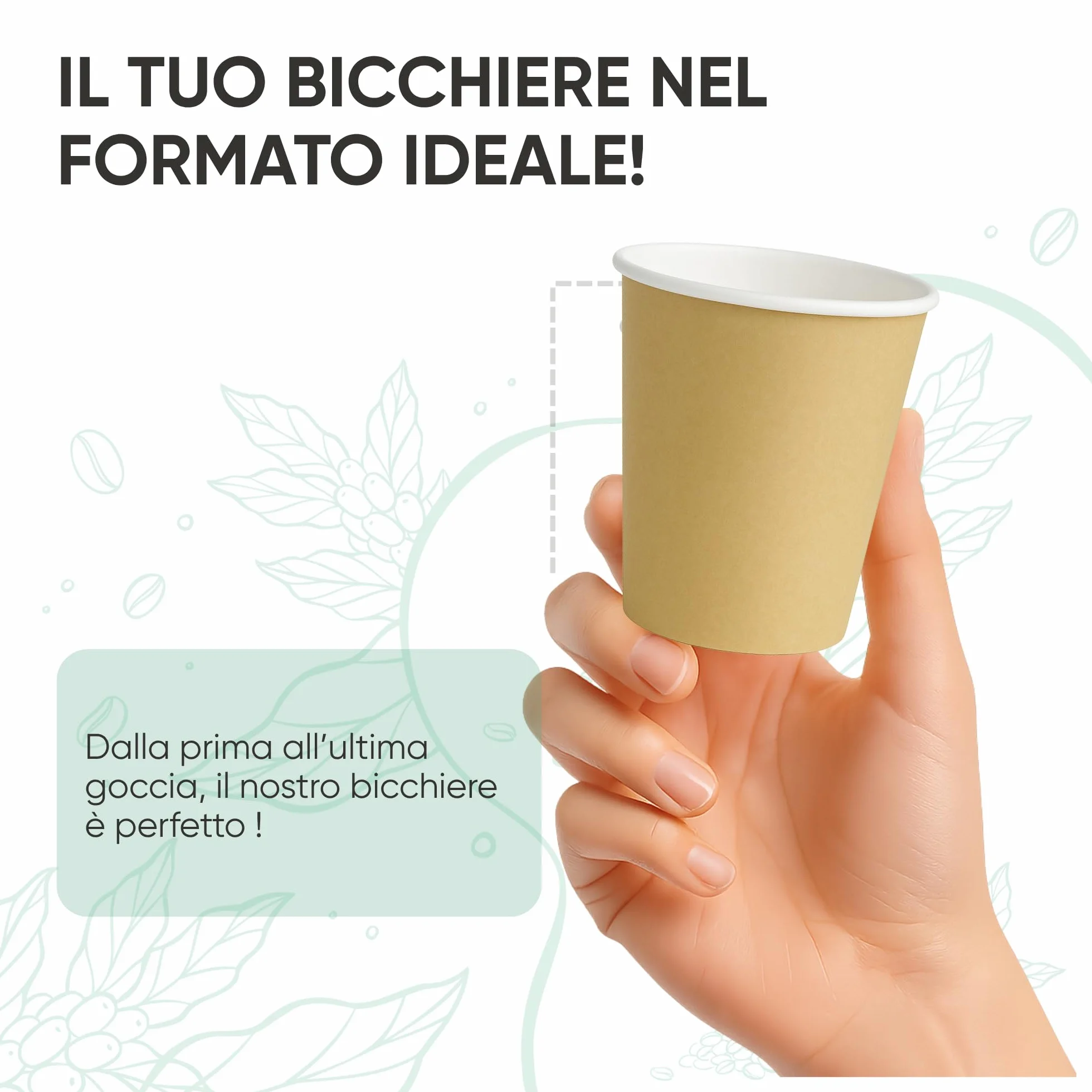 Ecodrinks Bicchieri Carta Avana 240ml Biodegradabili Eco-friendly Made in Italy