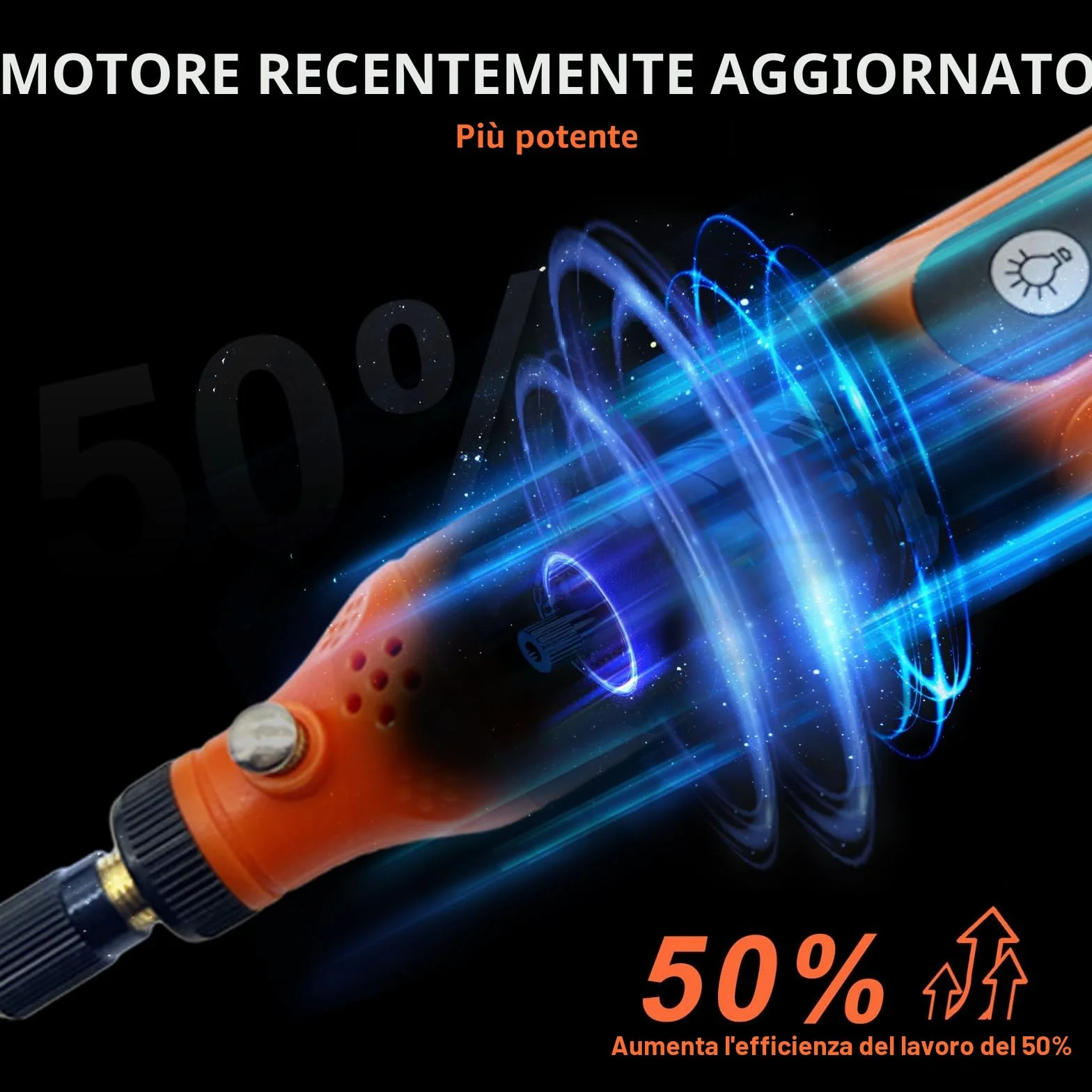 Mini utensile rotante senza fili, kit smerigliatrice 5 velocità con 72 accessori, luce LED, ricarica tipo C