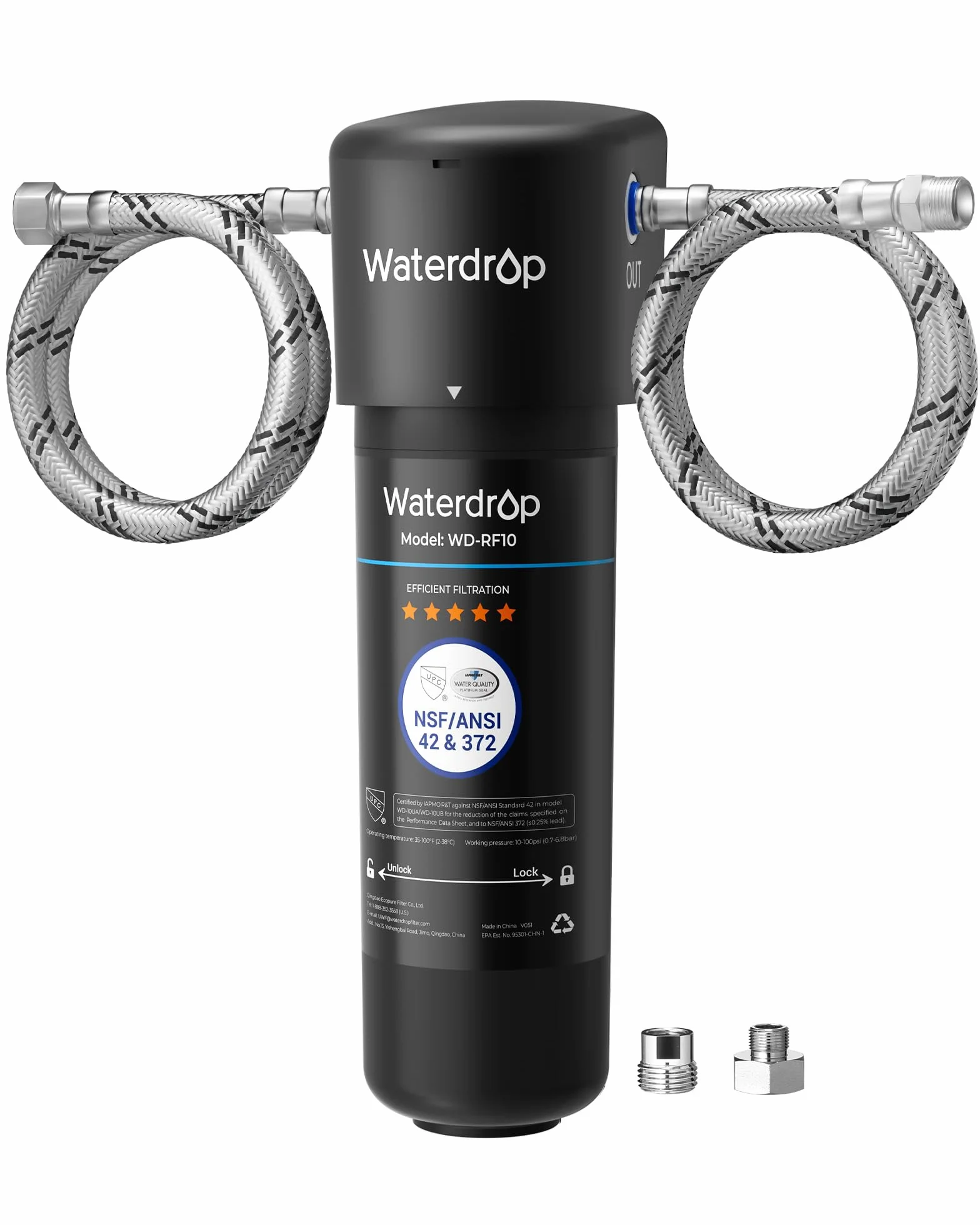 Waterdrop 10UA Filtro Acqua Sistema, Depuratore Acqua Domestico per Sotto Bancone, 30K Litri Sistema di Filtraggio dell'Acqua, Certificato da NSF/ANSI 42, Rimuove 99.99% di Piombo, Cloro, Cattivo