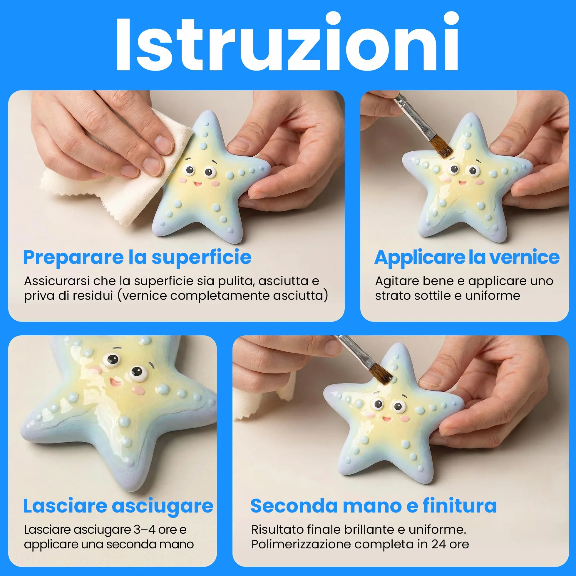 Vernice Acrilica Trasparente Lucida 1L | Previene Crepe e Graffi | Resistente all’Acqua e all’Usura | Adatta per Argilla, Ceramica, Pasta Modellabile, Legno e Terracotta