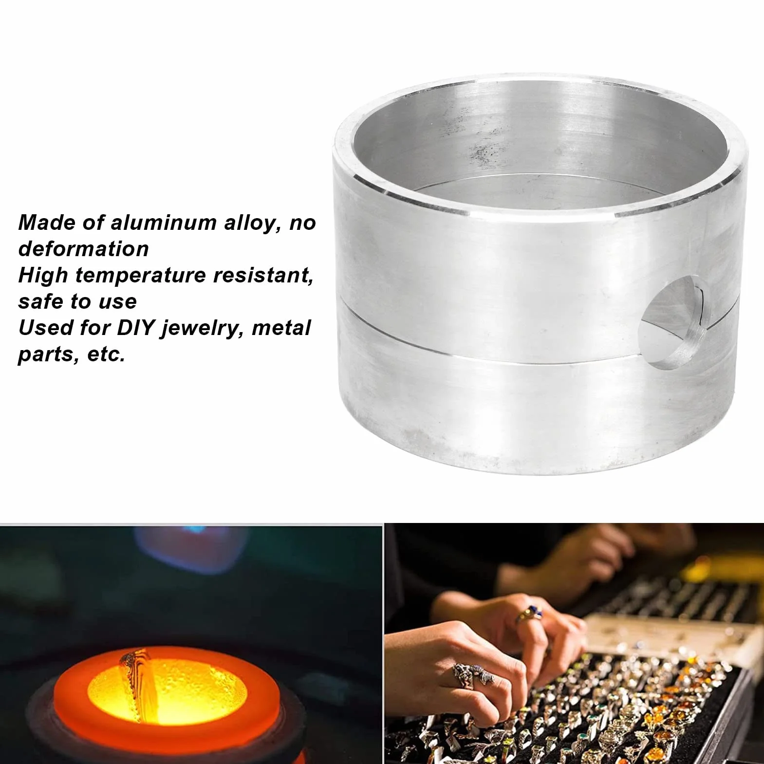 Fockety Vaso di Fusione della Cassetta di Sabbia della colata, Lega di Alluminio Resistente alle Alte Temperature Sand Casting Sandbox Forma cilindrica Gioielli Stampo di colata