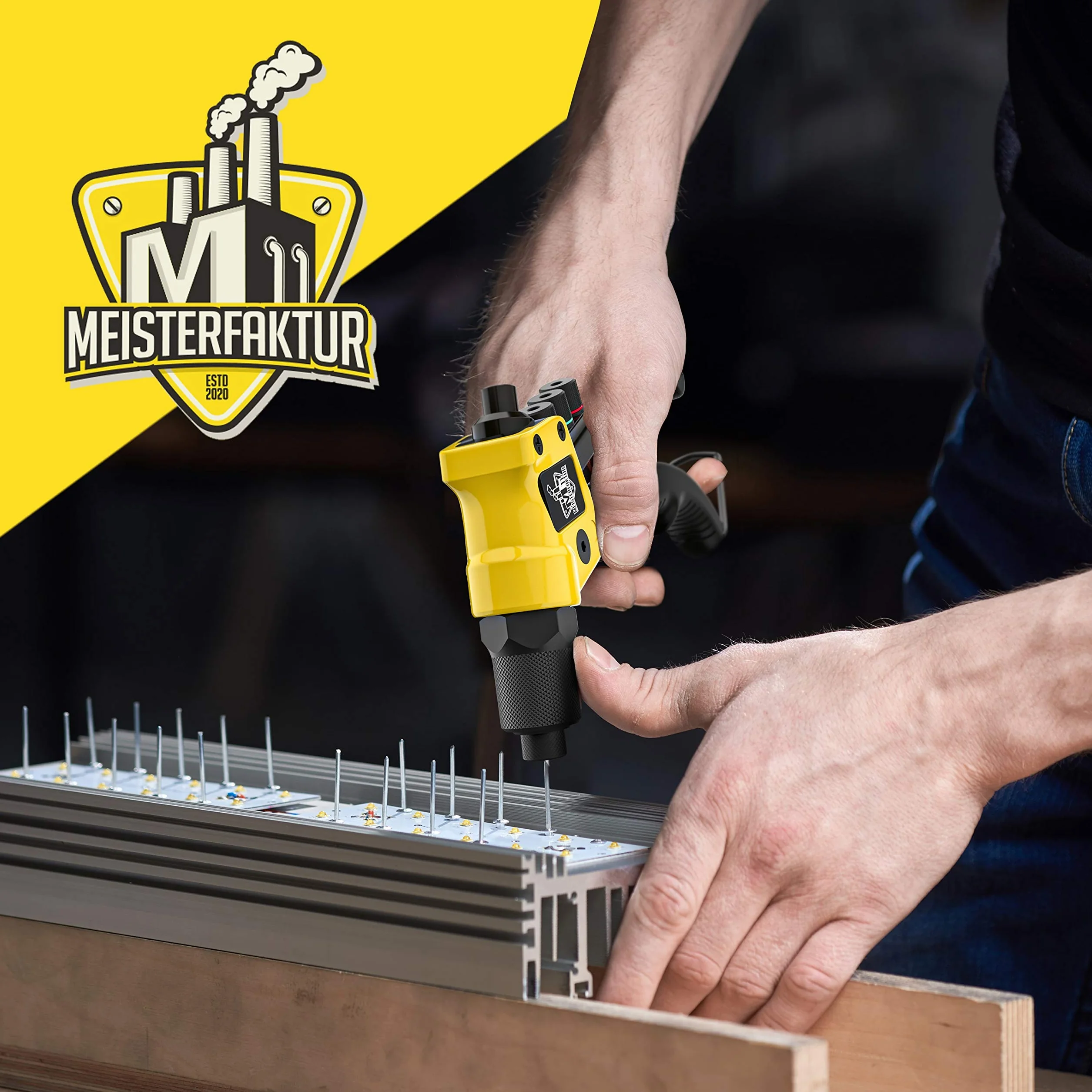 Rivettatrice Meisterfaktur per inserti filettati manuale professionale con impugnatura ergonomica, 100 rivetti