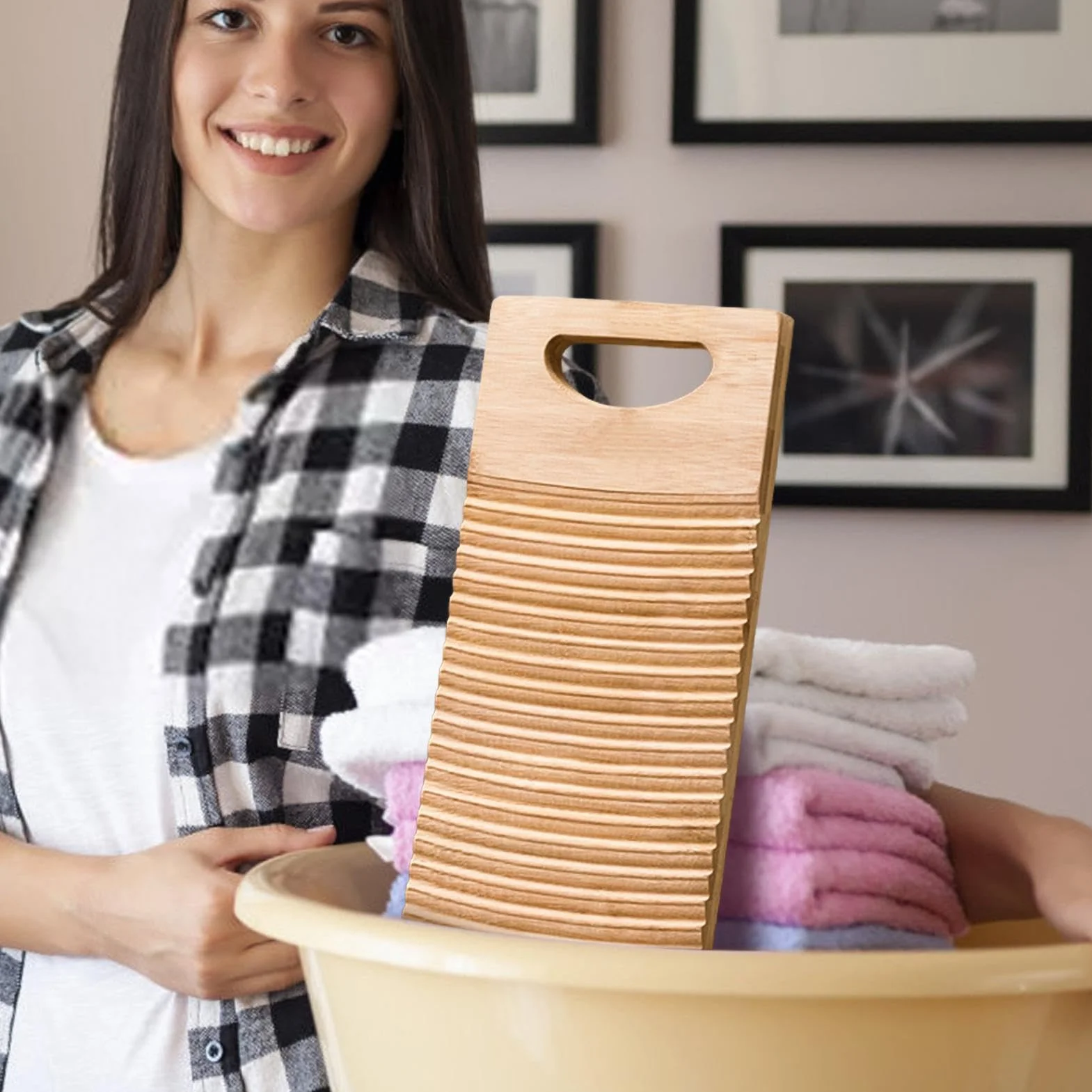 Asse Per Lavare Il Bucato, Asse Per La Pulizia Del Bucato | Asse Per Lavare Il Bucato,Piccola Lavamani, Lavamani Con Motivo Ondulato, Legno Naturale, Efficiente E Durevole Per Le Donne