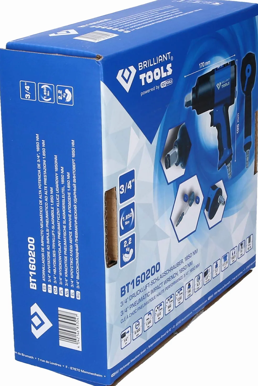 BRILLIANT TOOLS BT160200 3/4" Avvitatore ad impulsi ad aria compressa, 1.800 Nm