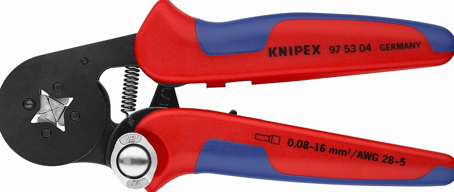 KNIPEX Crimpatrice per terminali a bussola, con regolazione automatica per crimpaggio laterale con impugnature multicomponente 180, 97 53 04