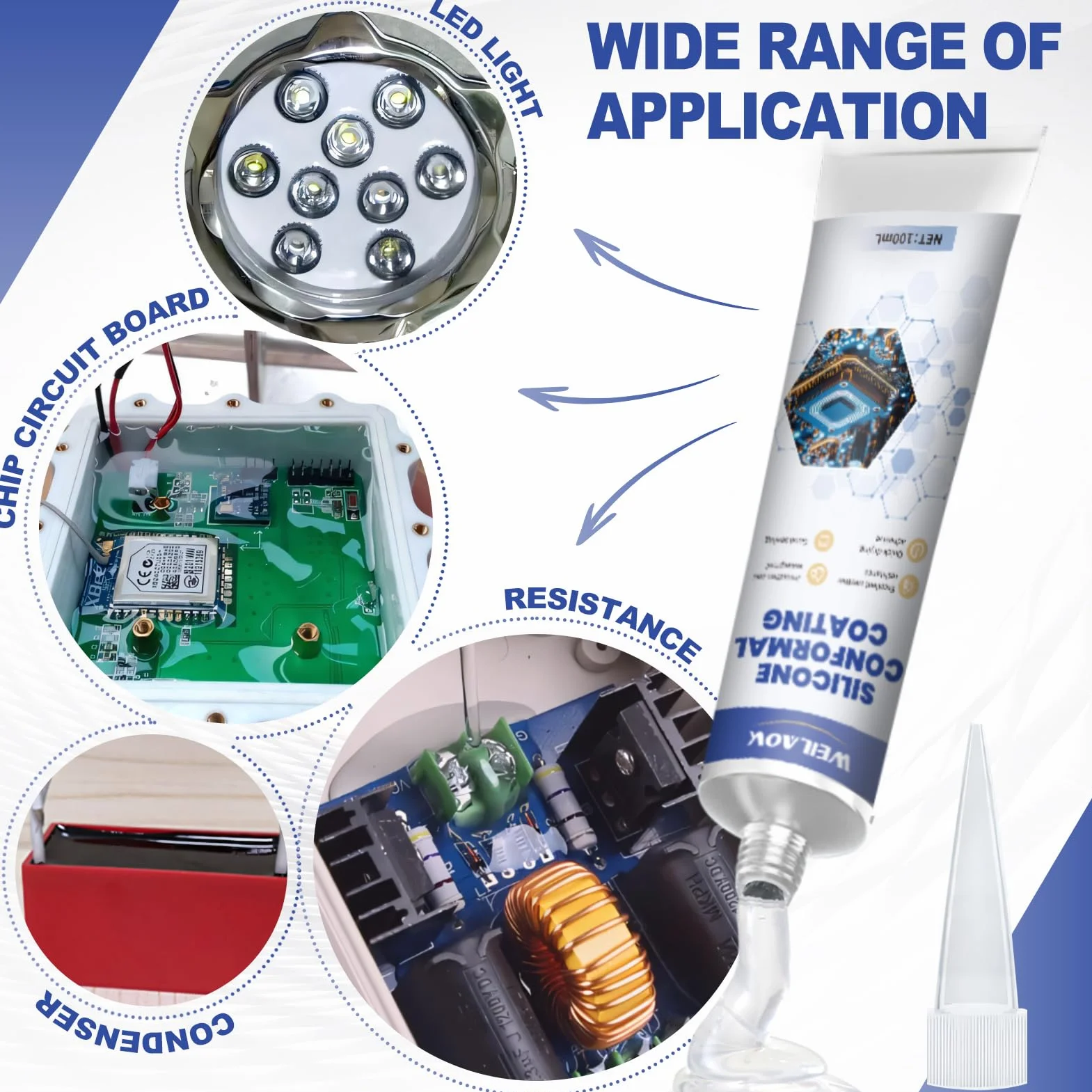 Protective and Insulating Varnish, Vernice Isolante, Gomma Liquida, Gel Isolante Elettrico per Circuiti Stampati di Apparecchiature Elettroniche, Schede di Controllo, ecc, 100 ml