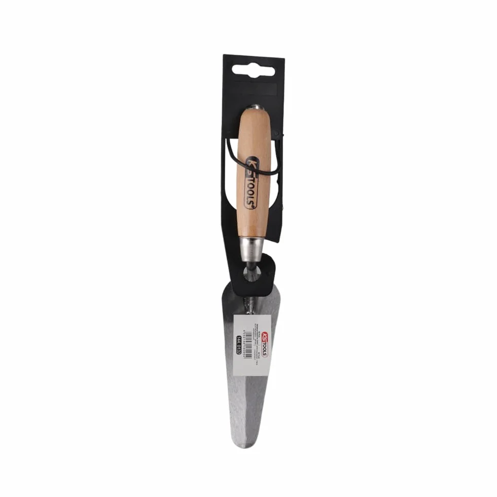 KS Tools 144.0132 - Cazzuola triangolare, con impugnatura in legno, 140 mm